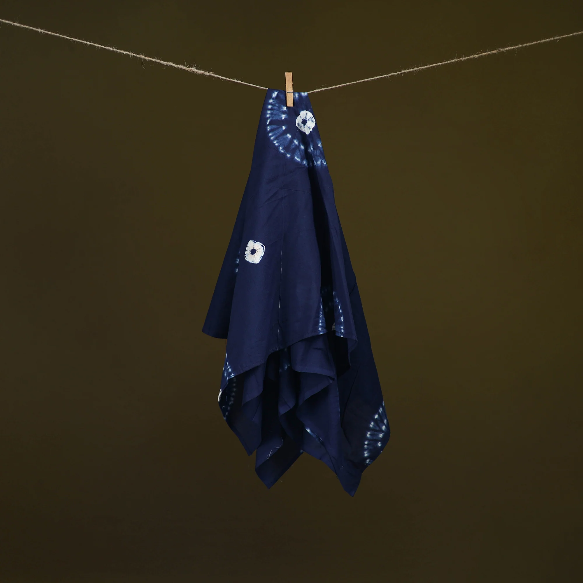 Blue - Shibori Tie-Dye Pure Mul Cotton Scarf 08 - Image 2