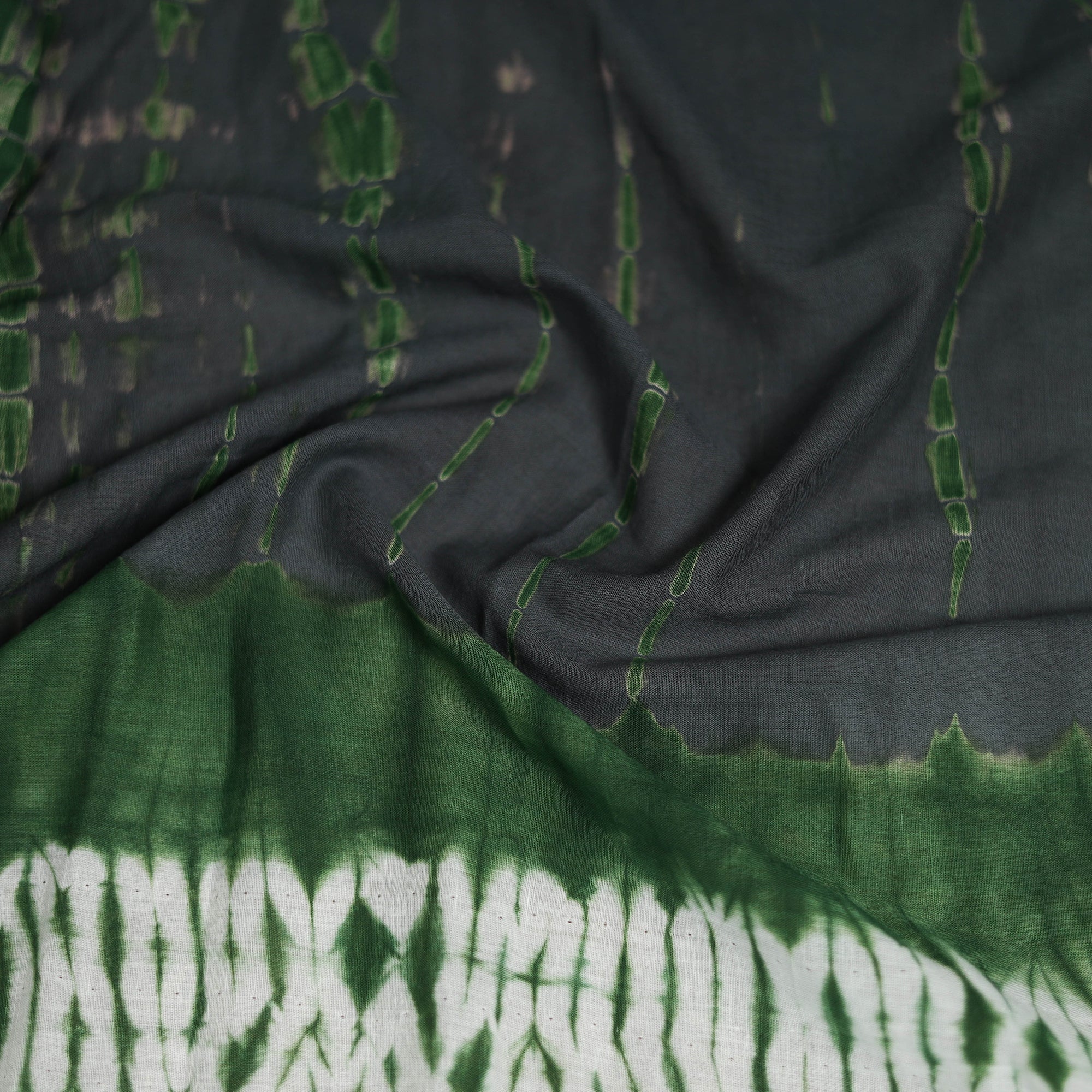 Green - Shibori Tie-Dye Pure Mul Cotton Scarf 09 - Image 3