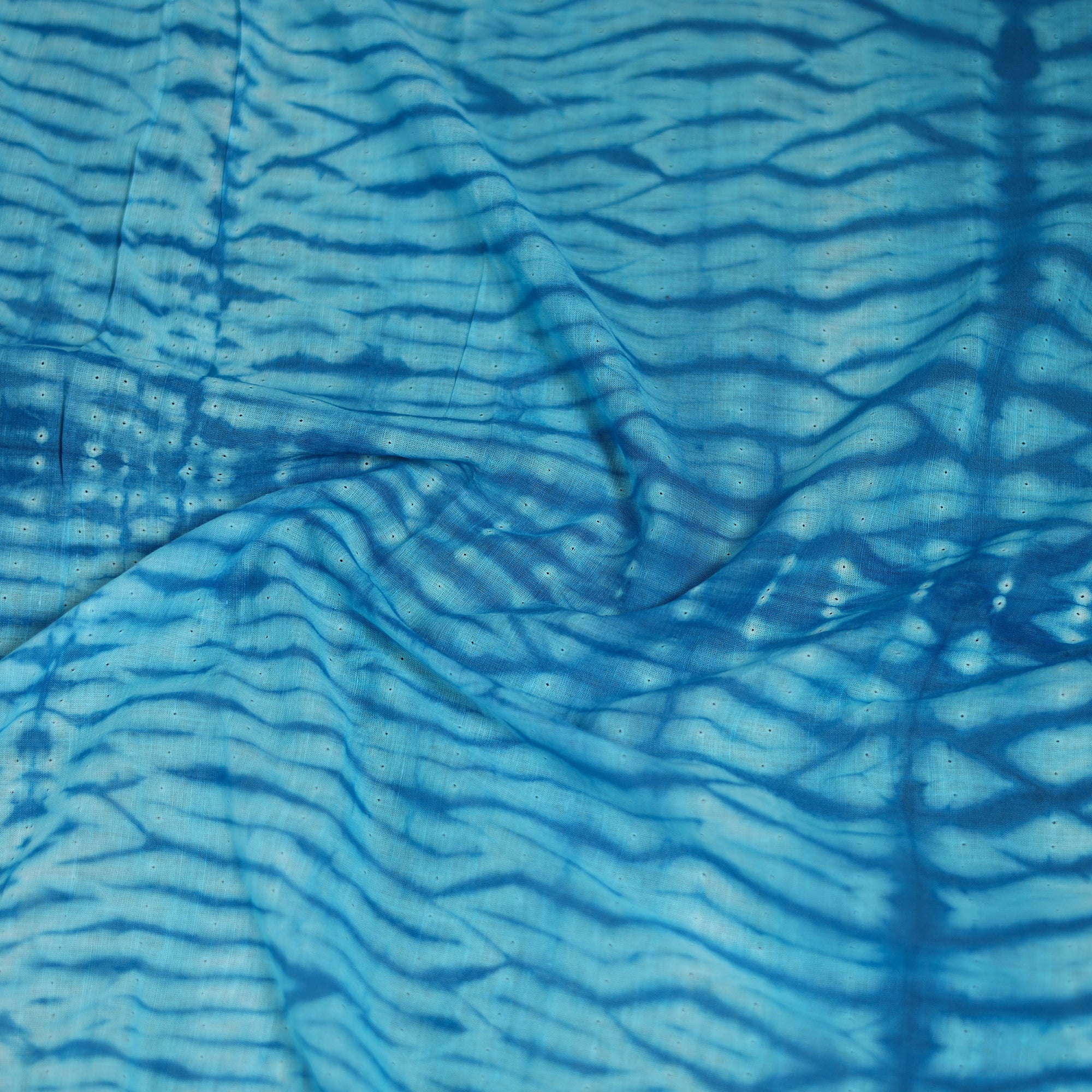 Blue - Shibori Tie-Dye Pure Mul Cotton Scarf 15 - Image 3