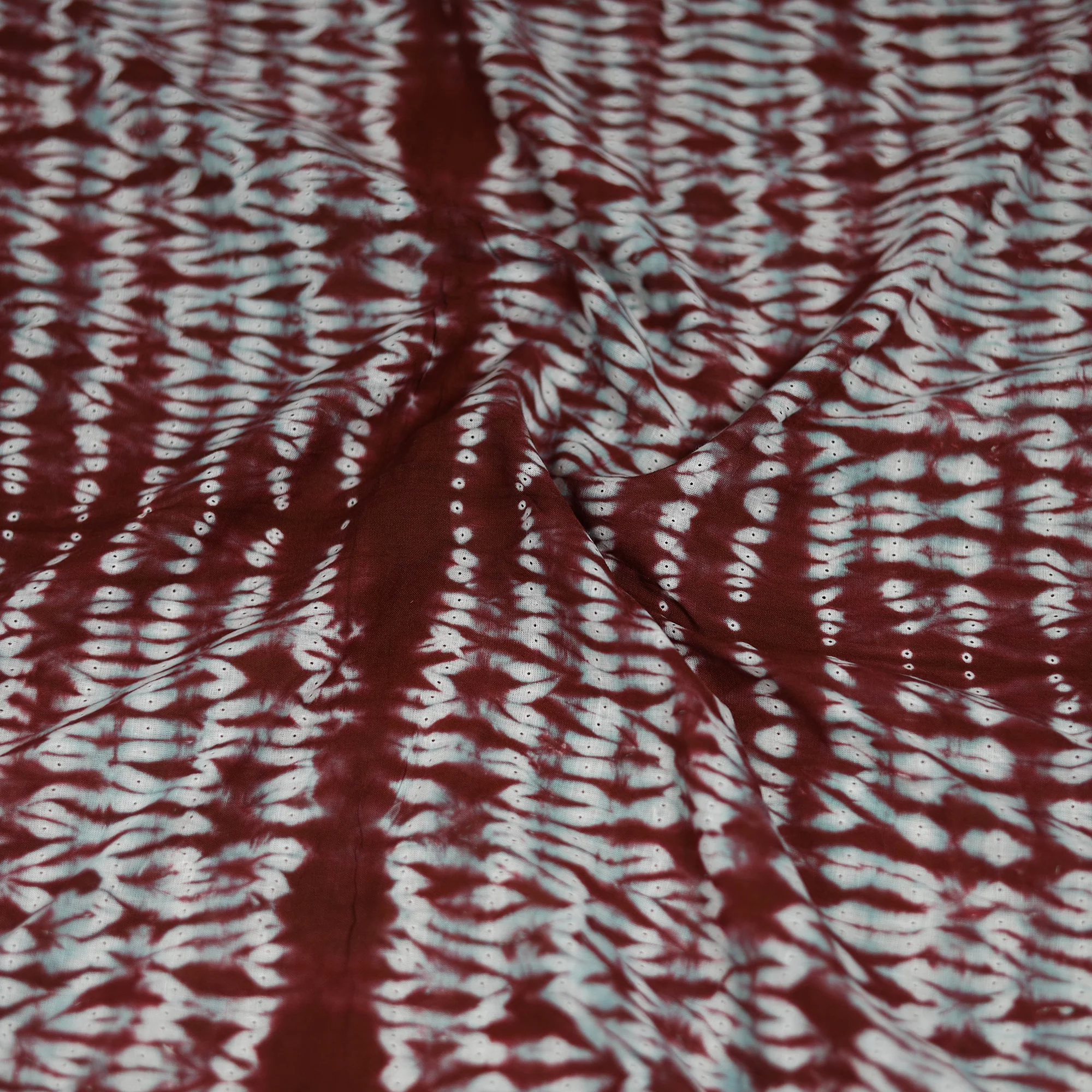 Maroon - Shibori Tie-Dye Pure Mul Cotton Scarf 18 - Image 3