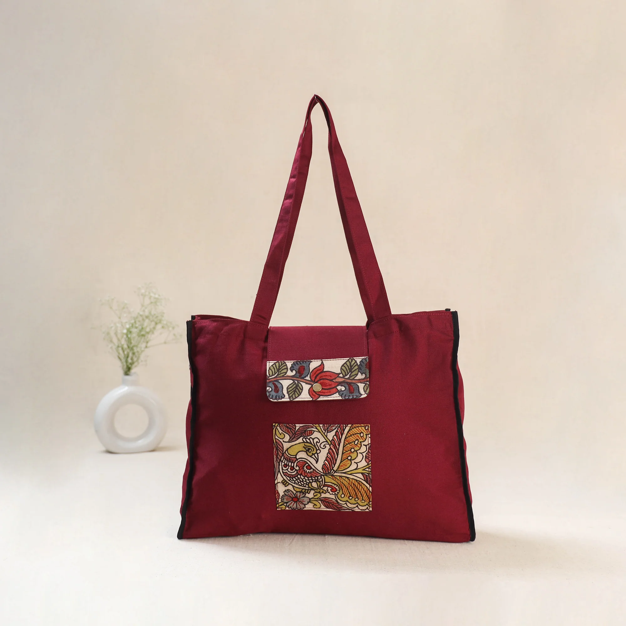 Red - Srikalahasti Handpainted Kalamkari Shoulder Bag 49