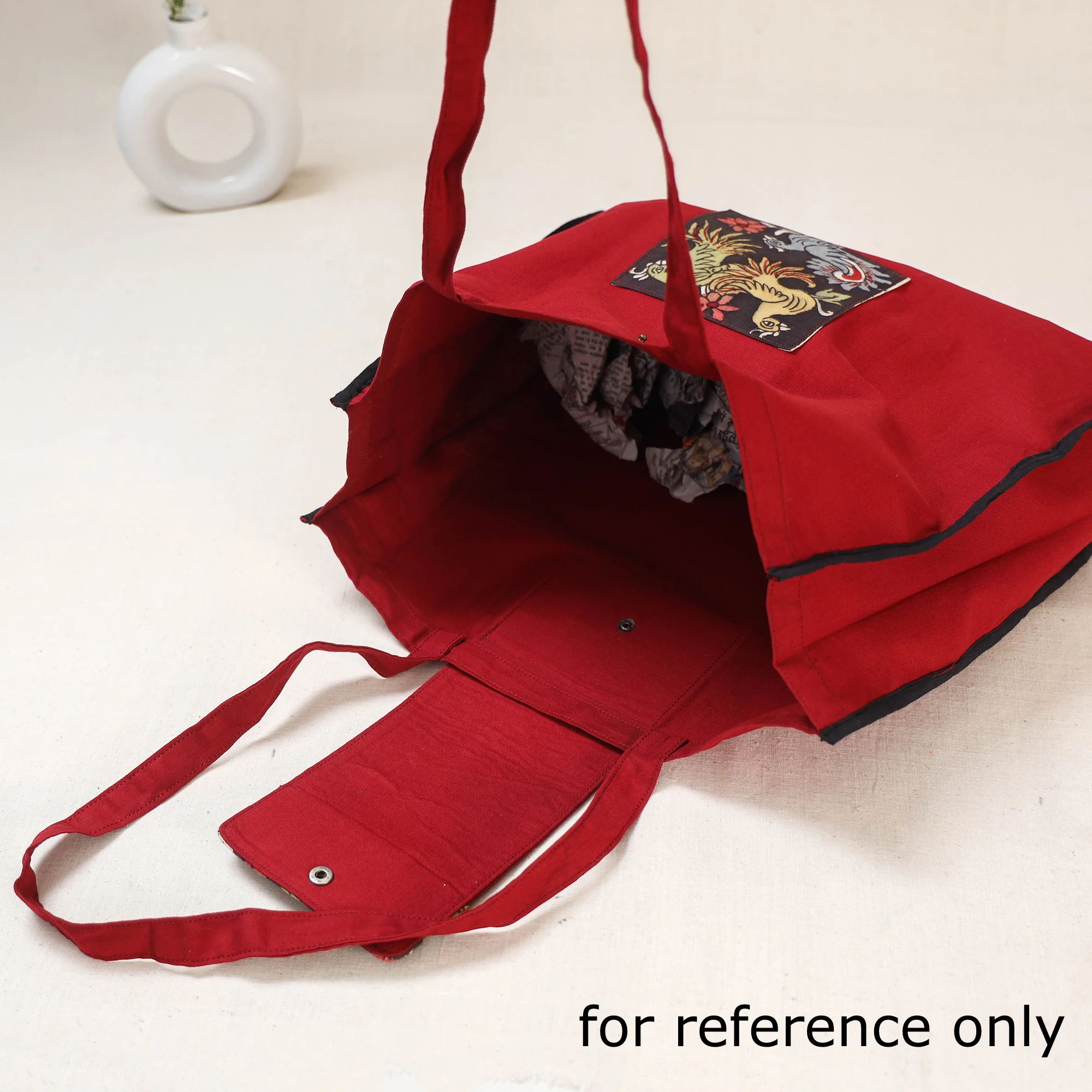 Black - Srikalahasti Handpainted Kalamkari Shoulder Bag 53 - Image 4