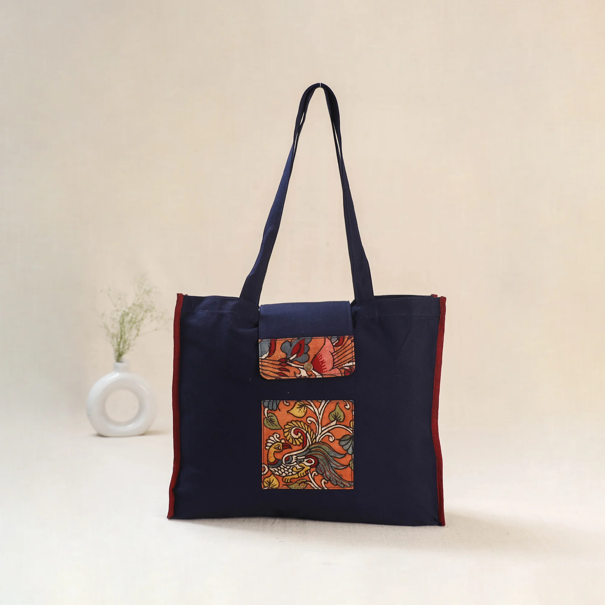 Blue - Srikalahasti Handpainted Kalamkari Shoulder Bag 63