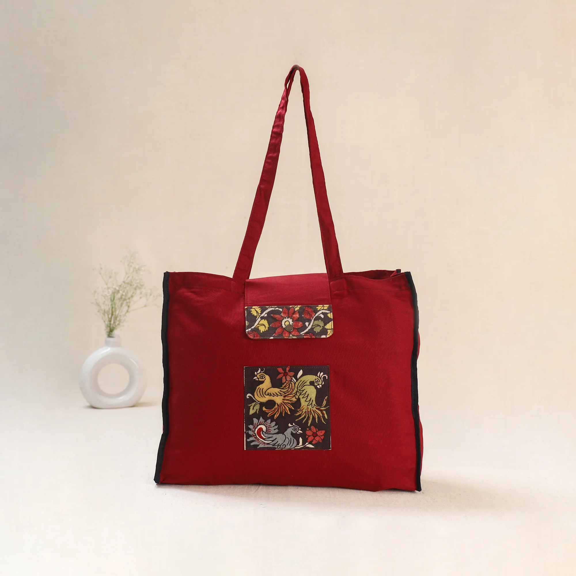 Red - Srikalahasti Handpainted Kalamkari Shoulder Bag 67