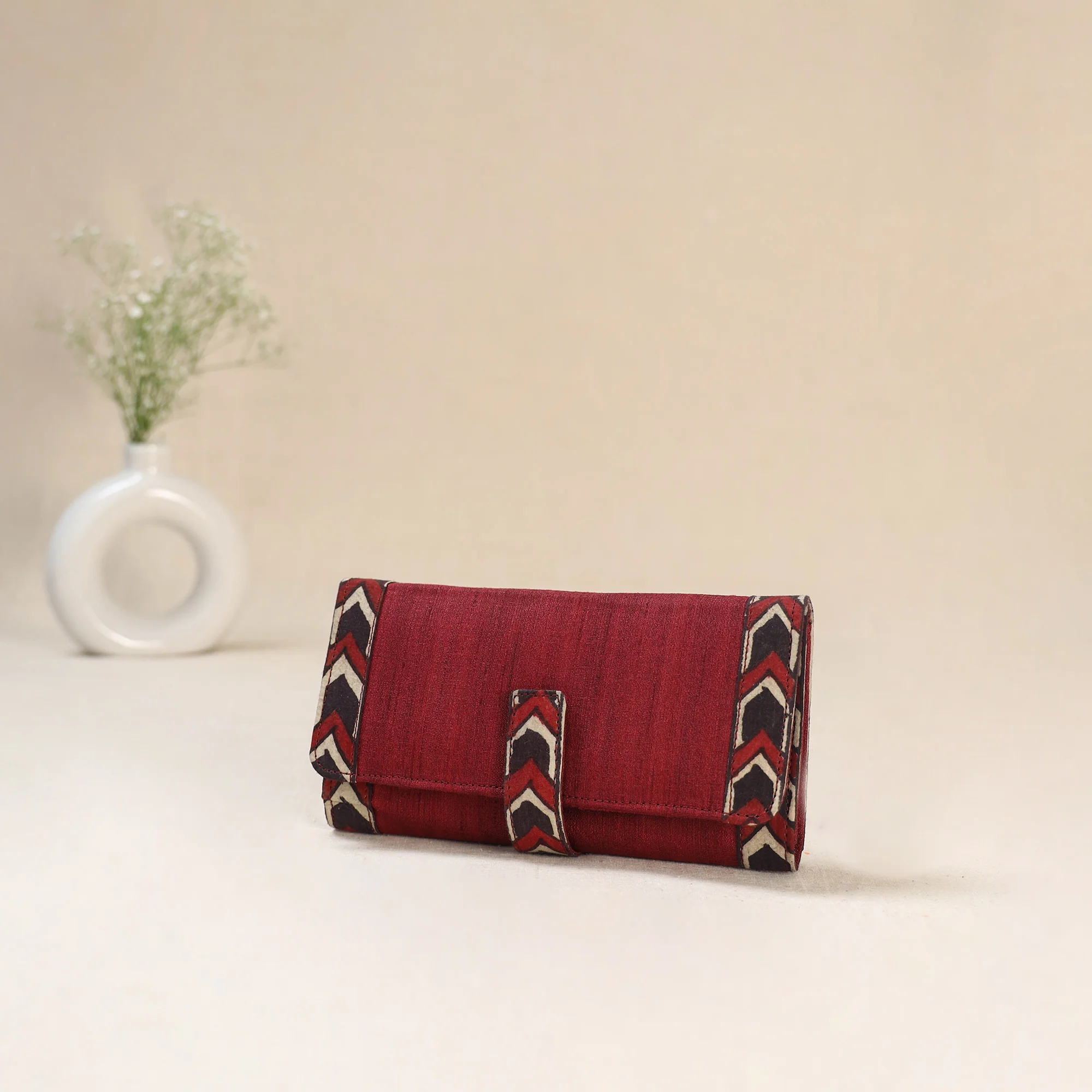 Red - Srikalahasti Kalamkari Handpainted Clutch / Wallet 69 - Image 2