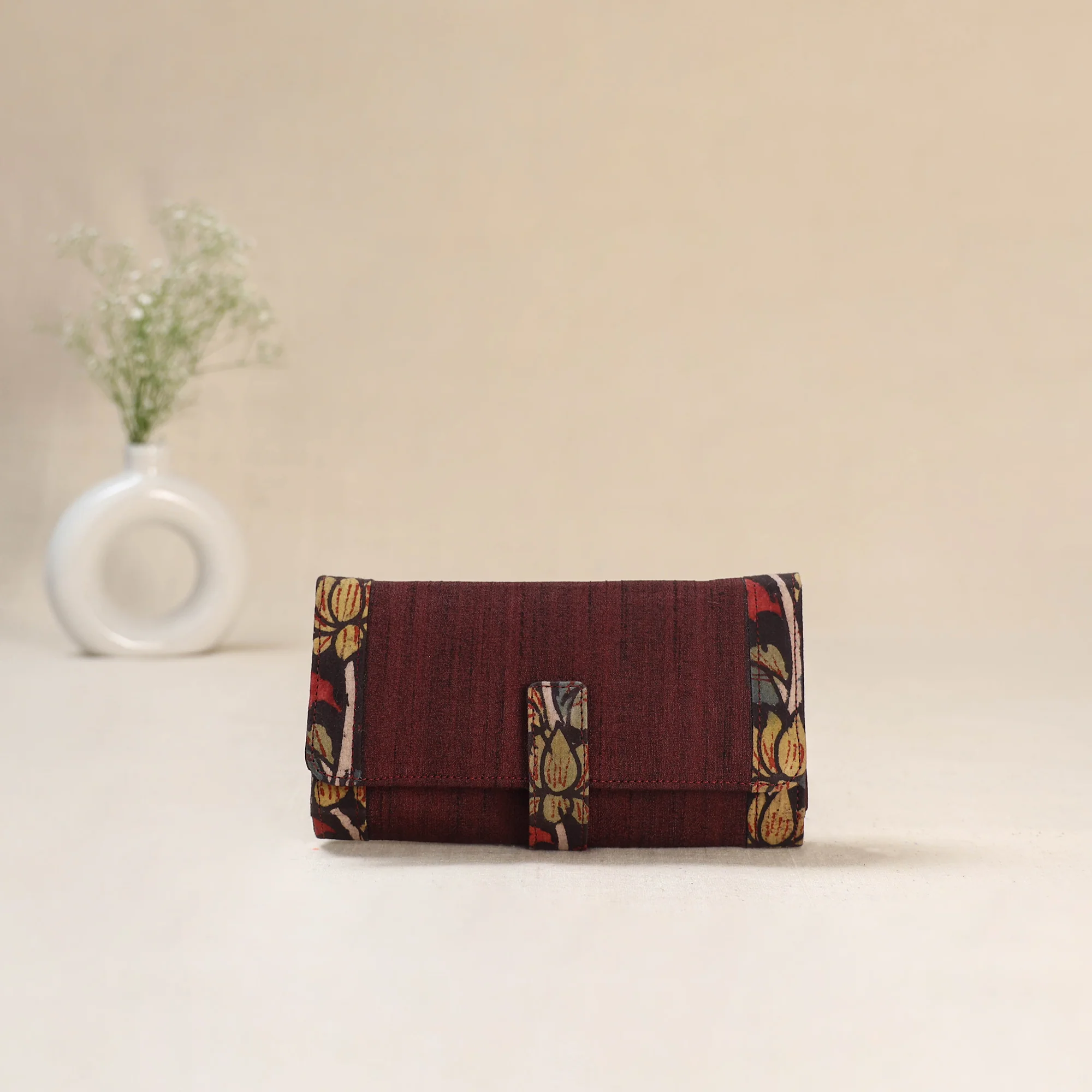 Maroon - Srikalahasti Kalamkari Handpainted Clutch / Wallet 70