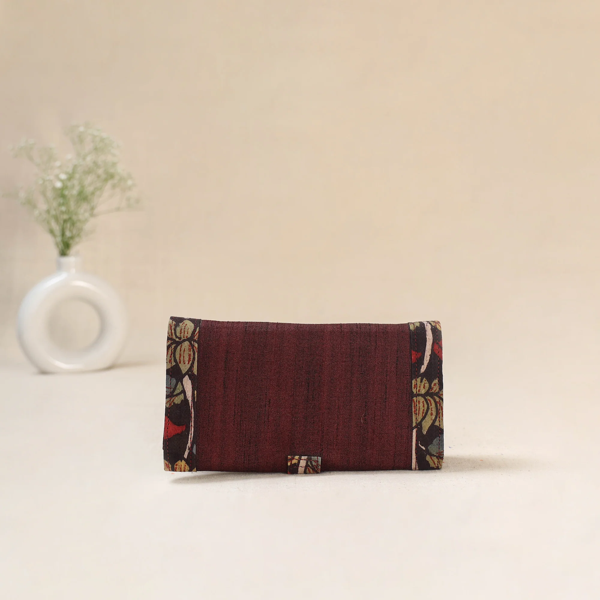 Maroon - Srikalahasti Kalamkari Handpainted Clutch / Wallet 70 - Image 3