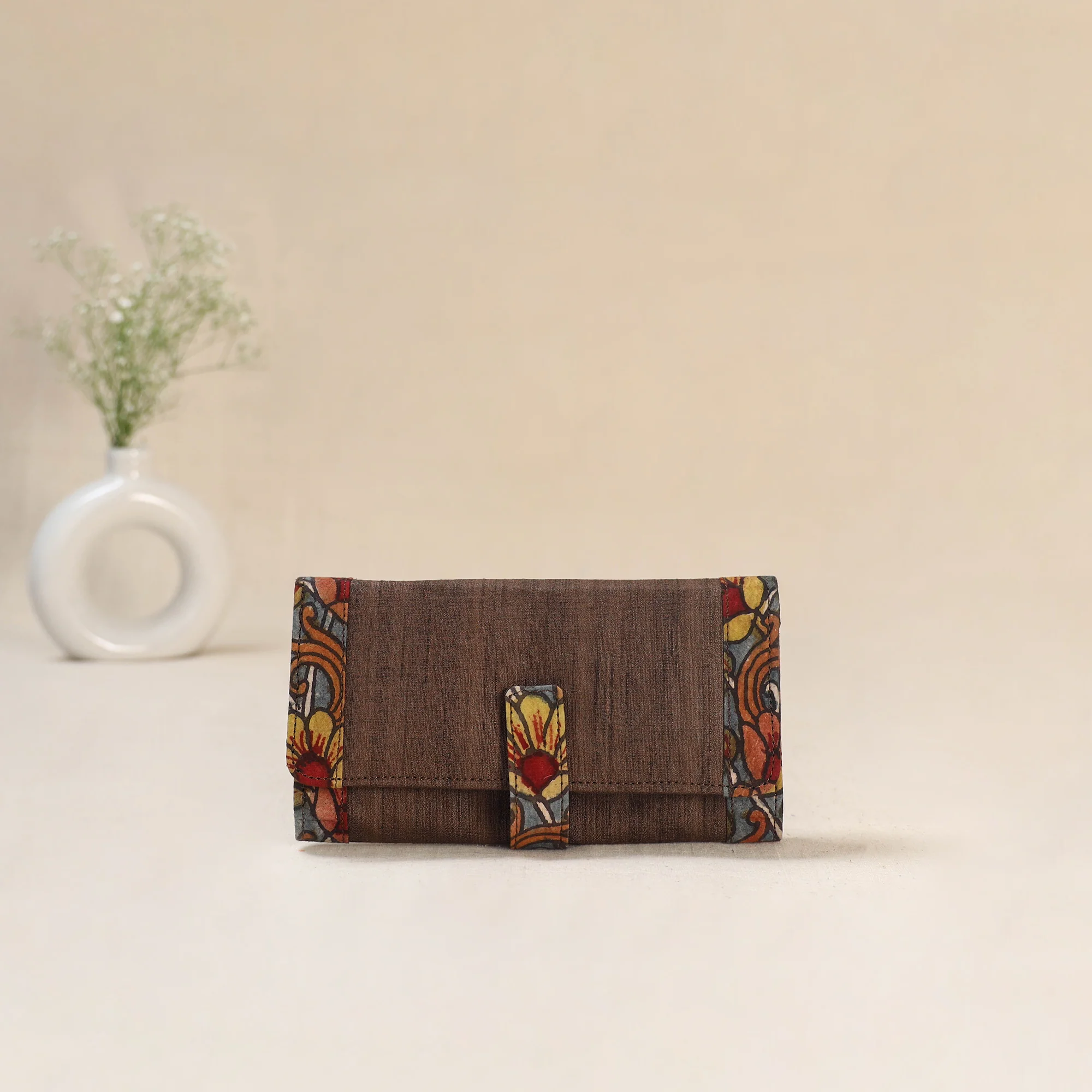 Brown - Srikalahasti Kalamkari Handpainted Clutch / Wallet 72