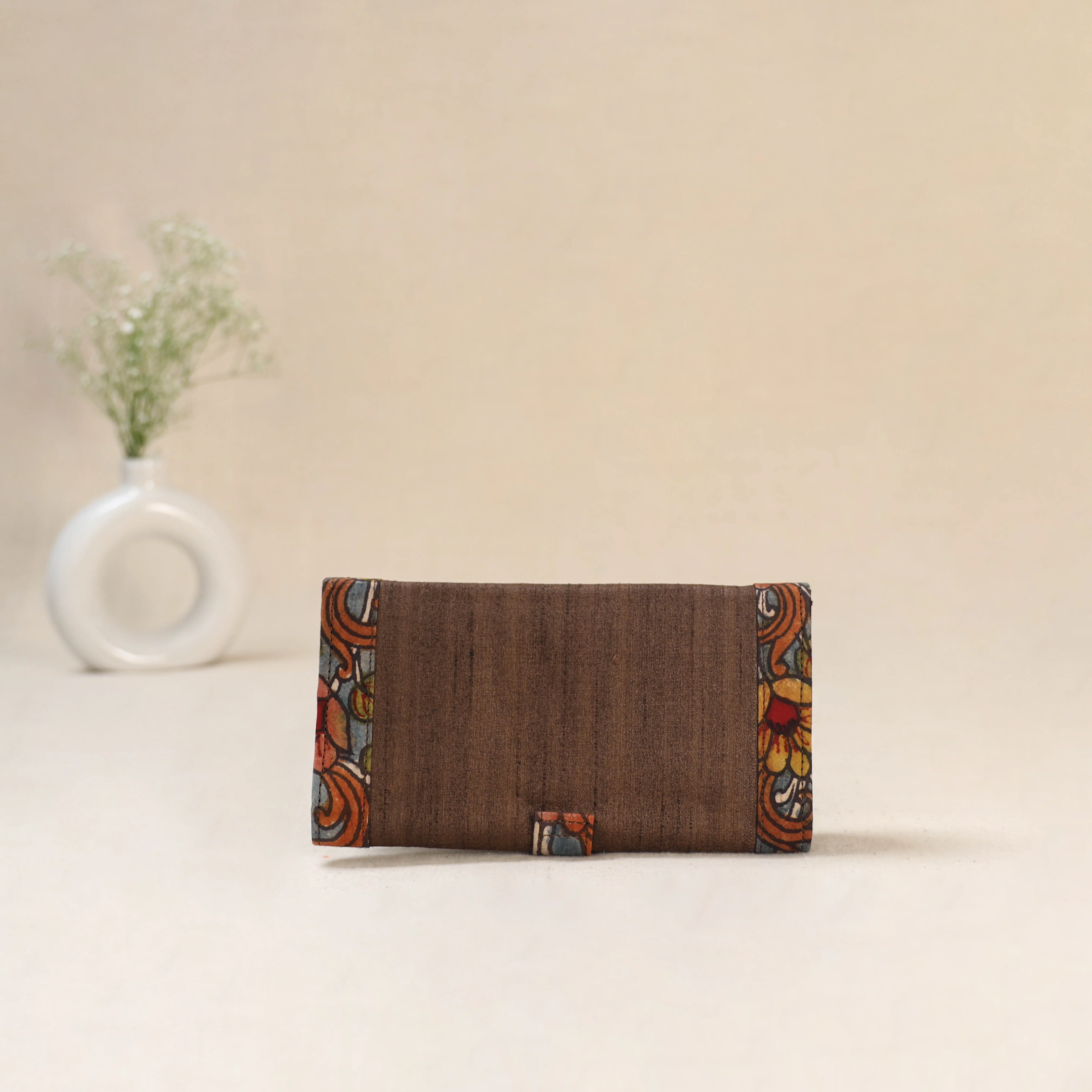 Brown - Srikalahasti Kalamkari Handpainted Clutch / Wallet 72 - Image 3