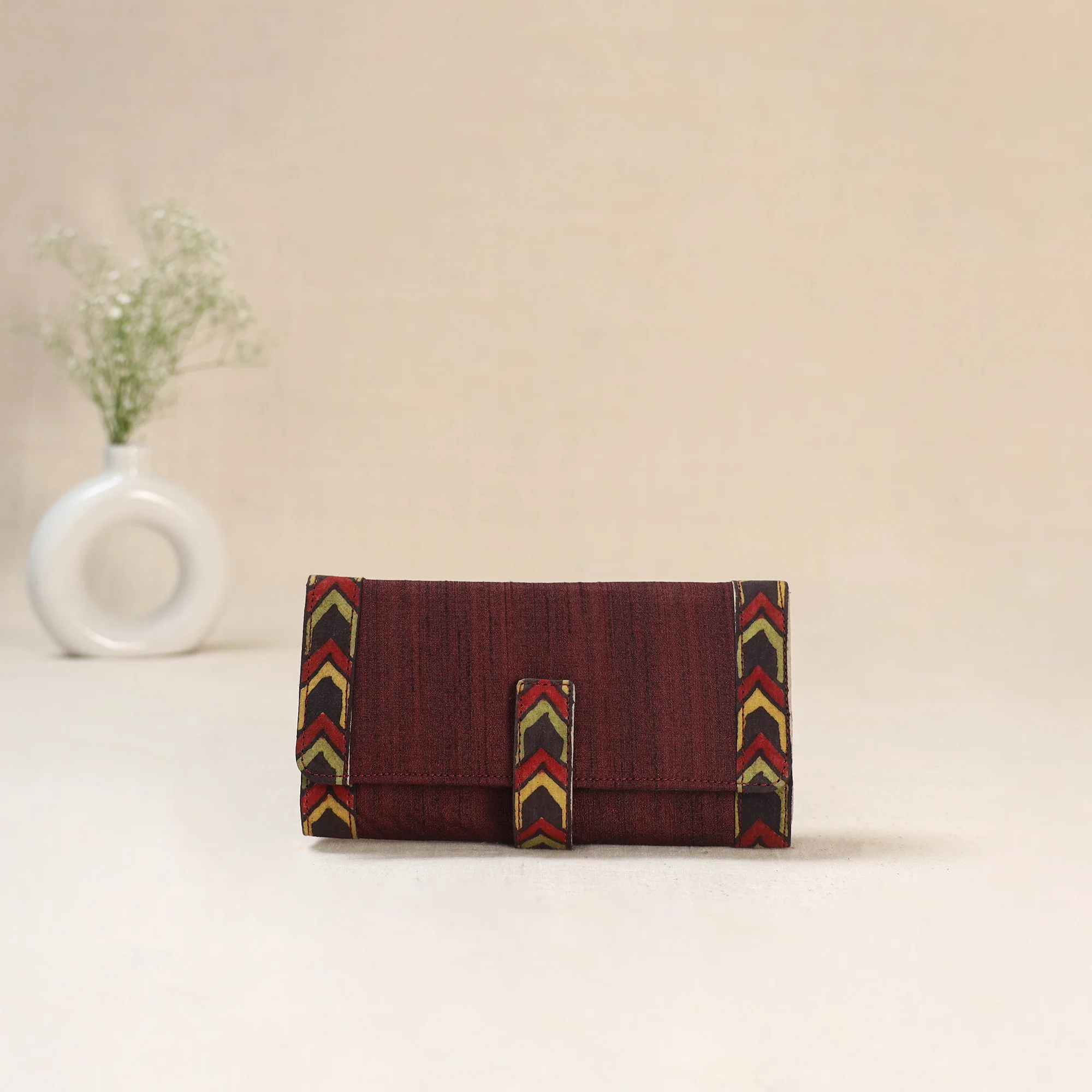 Maroon - Srikalahasti Kalamkari Handpainted Clutch / Wallet 74