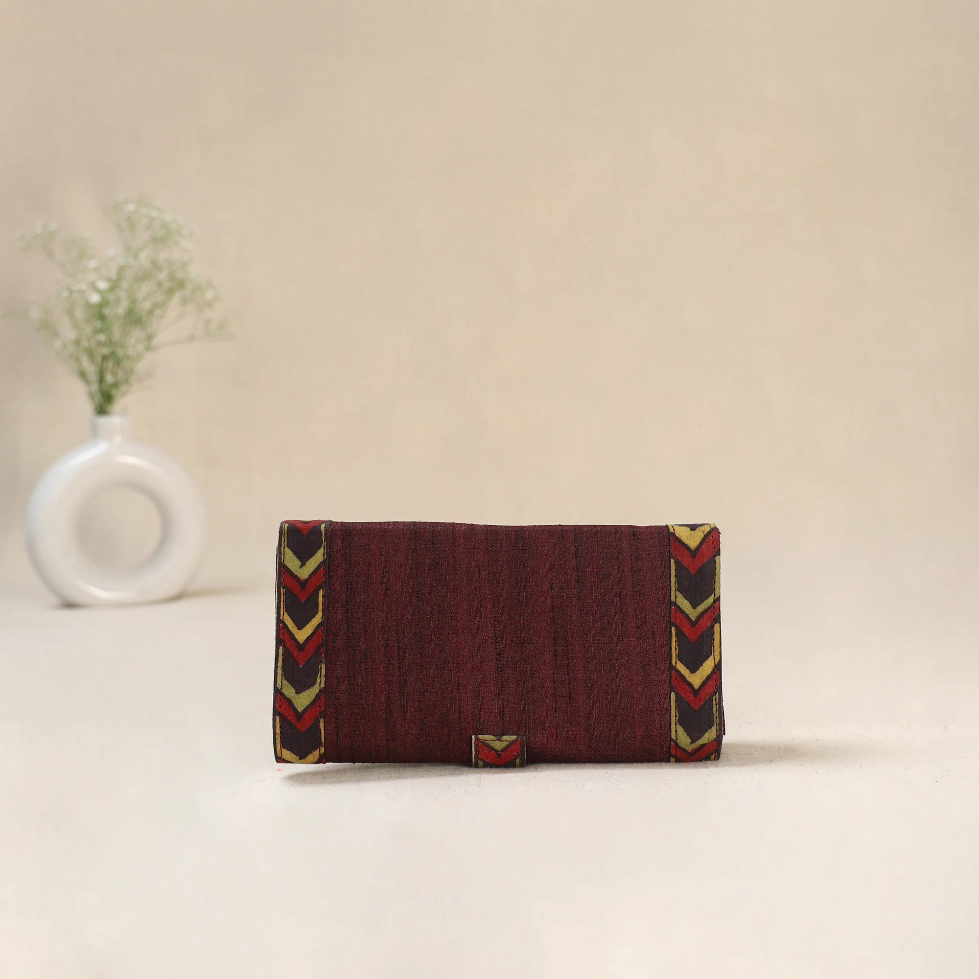 Maroon - Srikalahasti Kalamkari Handpainted Clutch / Wallet 74 - Image 3