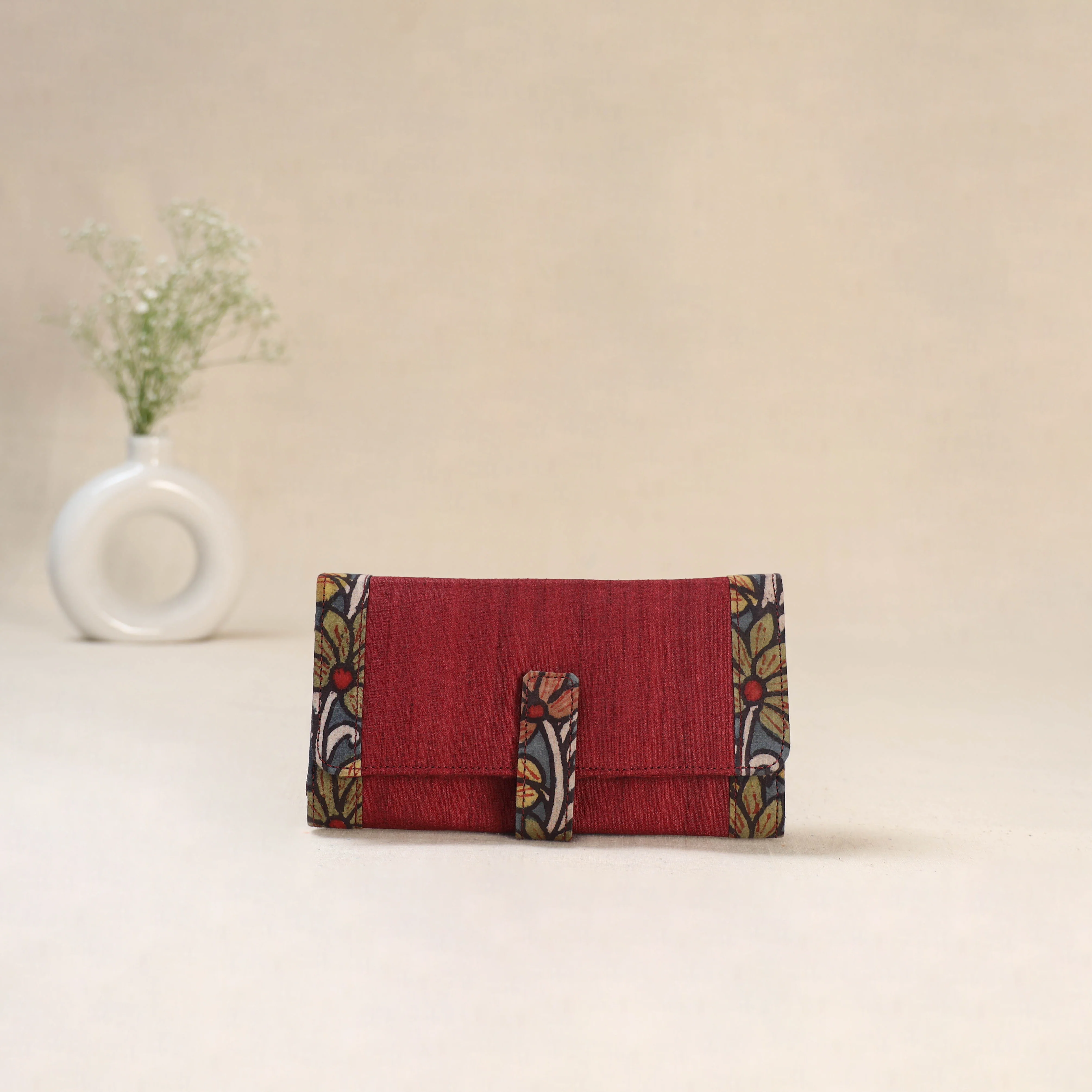 Red - Srikalahasti Kalamkari Handpainted Clutch / Wallet 78