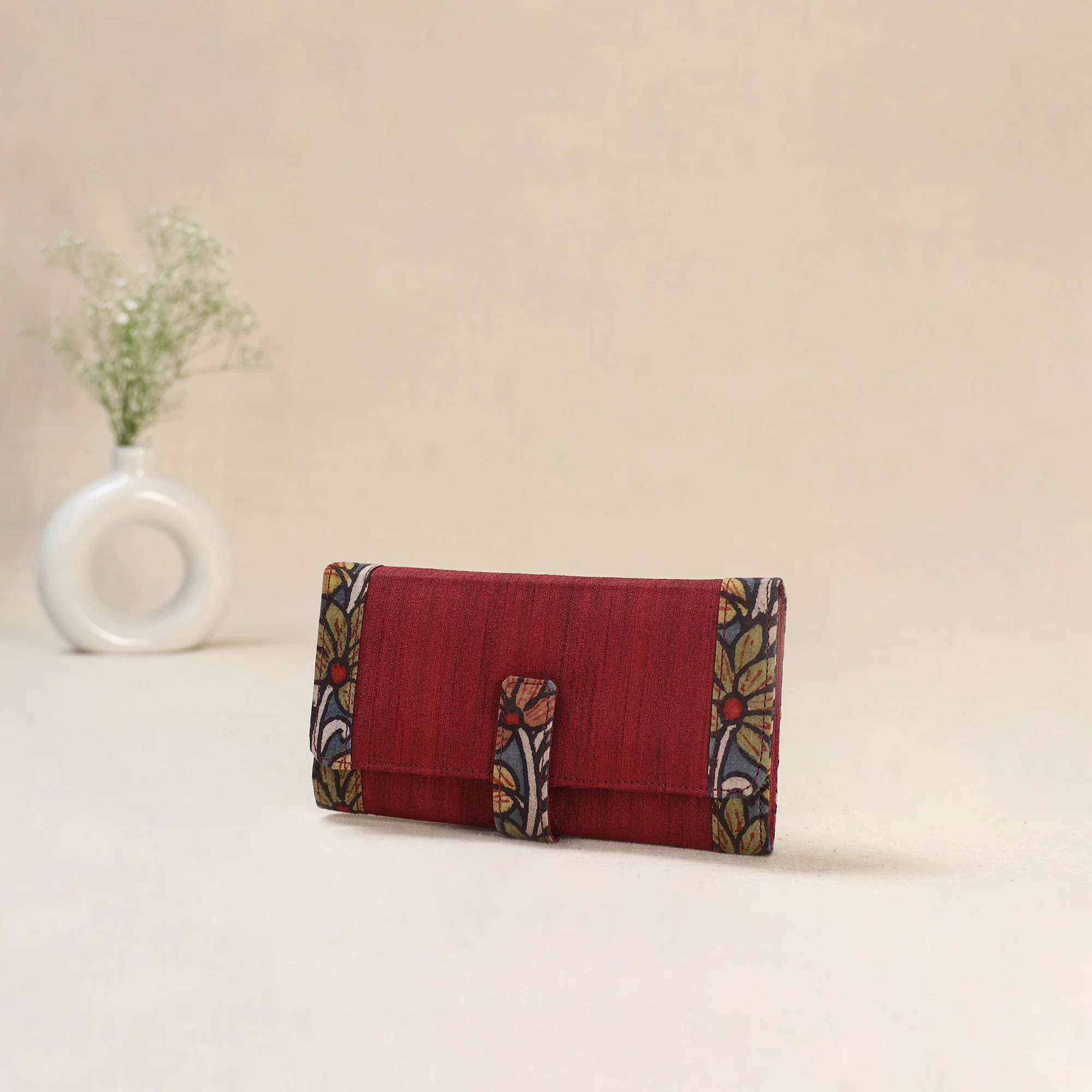 Red - Srikalahasti Kalamkari Handpainted Clutch / Wallet 78 - Image 2