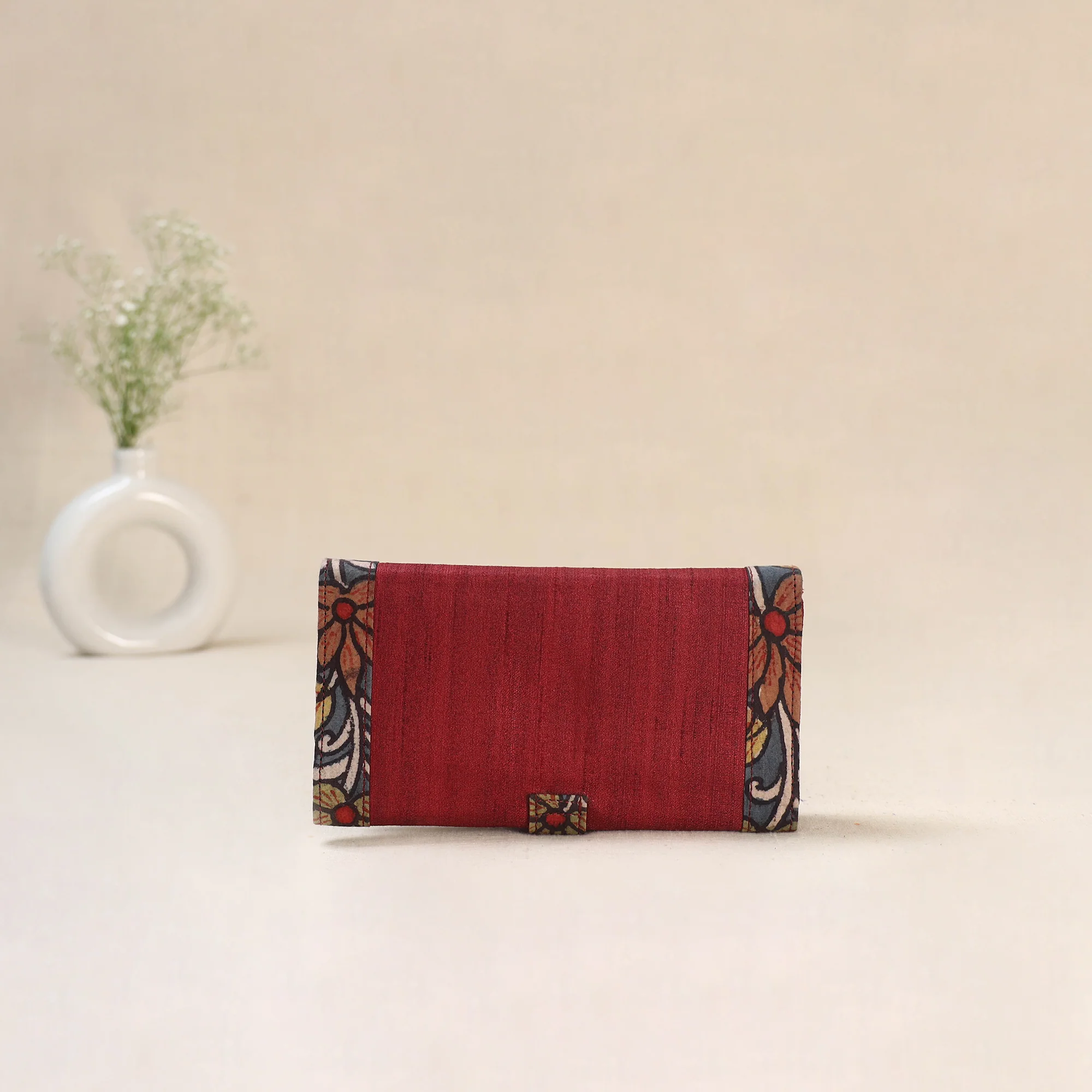 Red - Srikalahasti Kalamkari Handpainted Clutch / Wallet 78 - Image 3