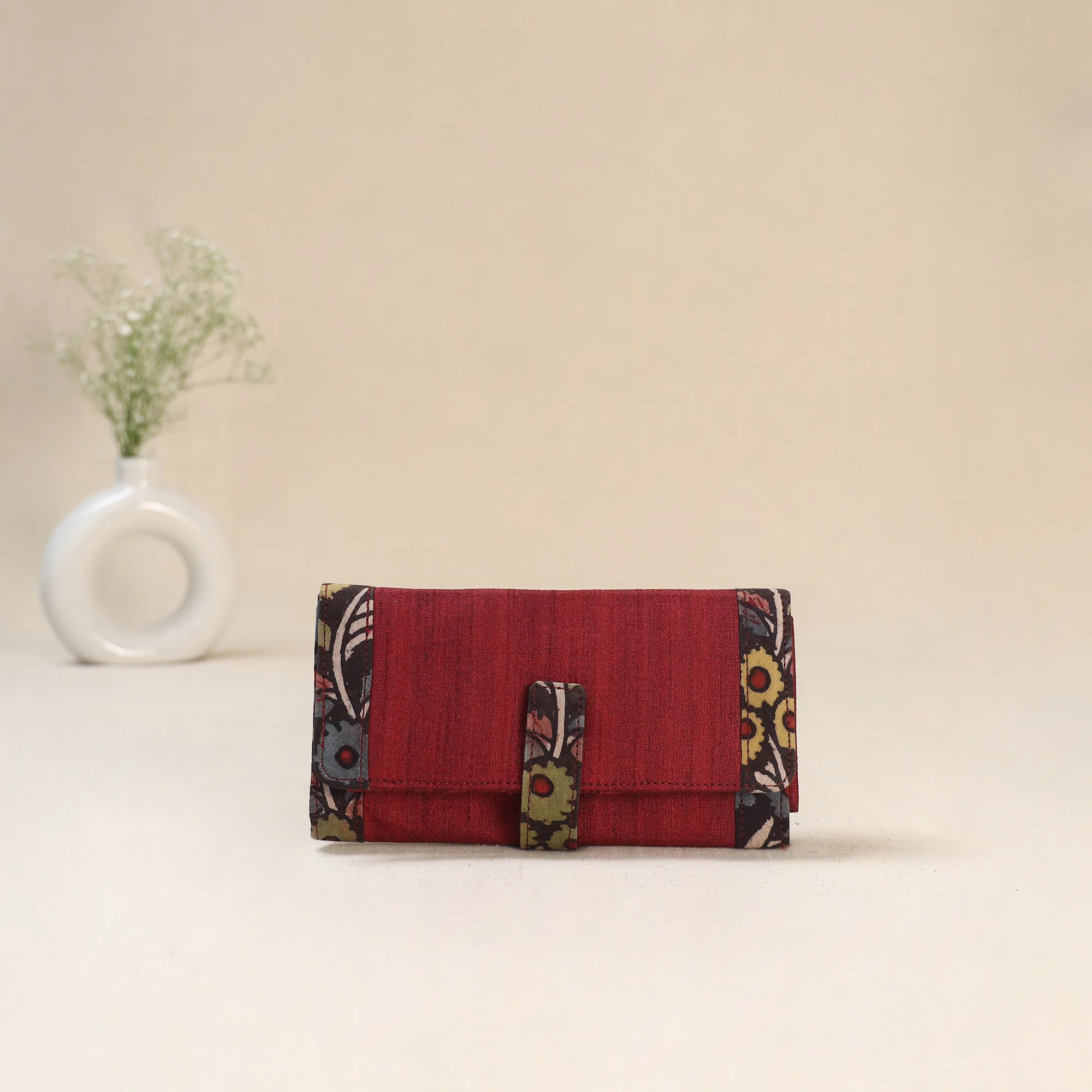 Red - Srikalahasti Kalamkari Handpainted Clutch / Wallet 80