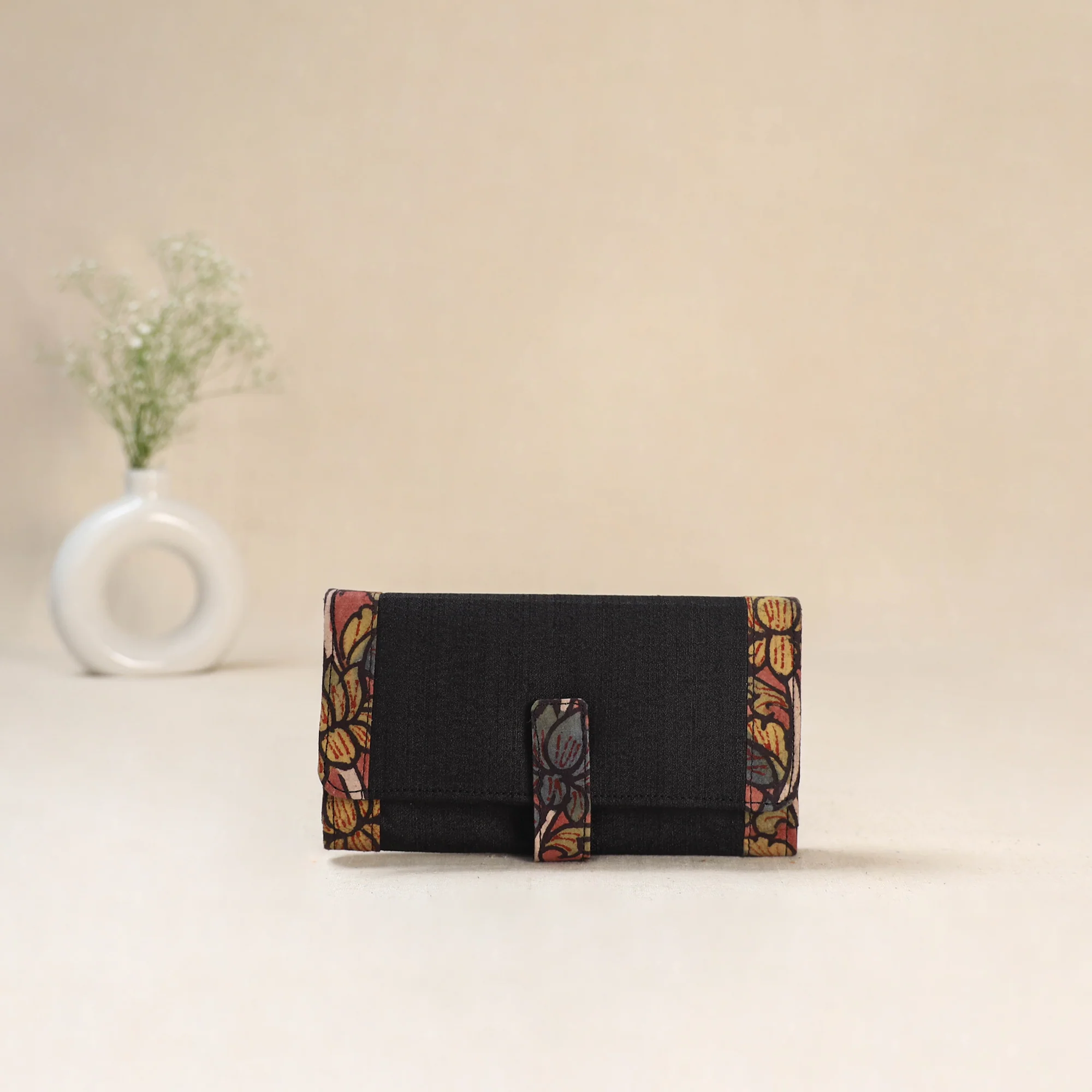 Black - Srikalahasti Kalamkari Handpainted Clutch / Wallet 82