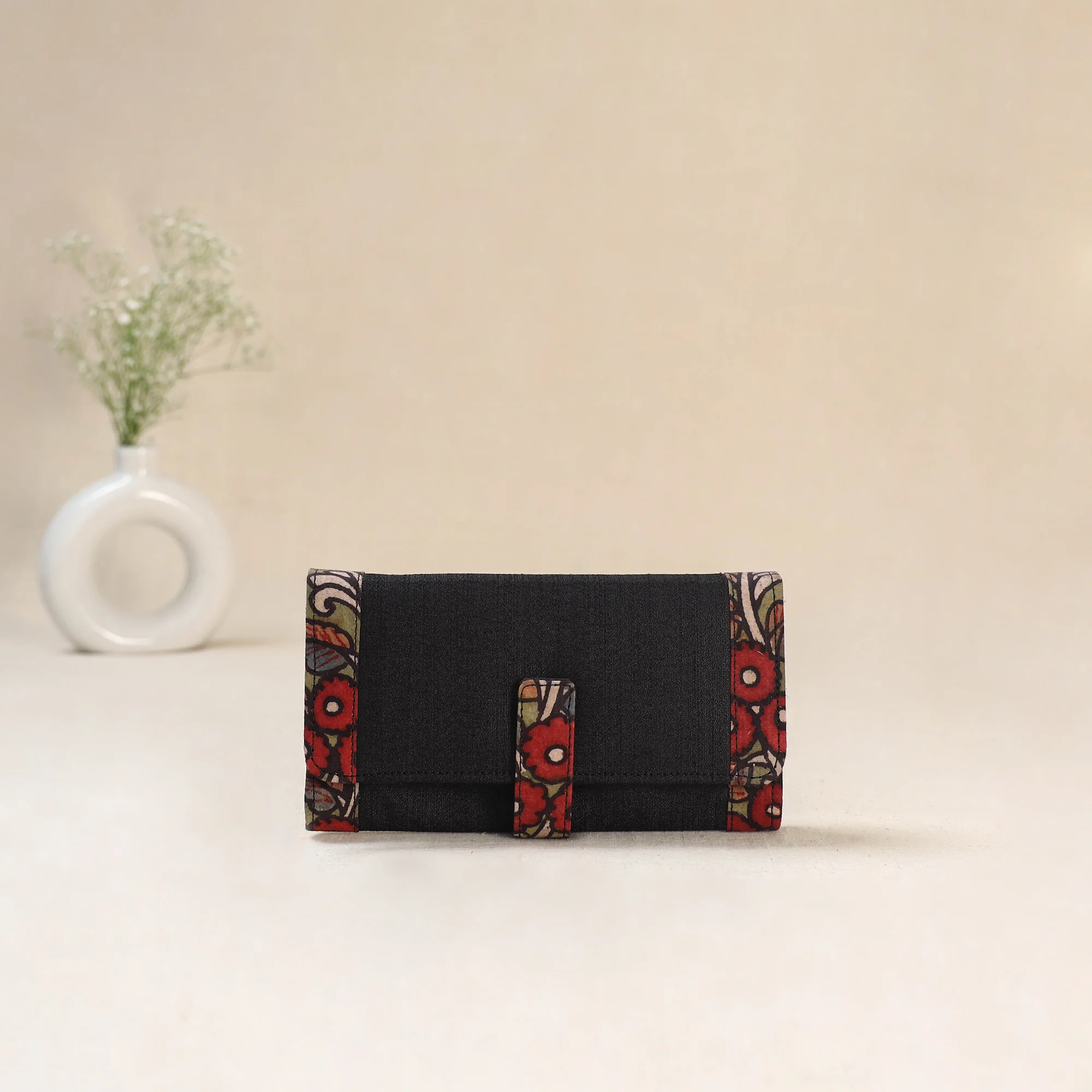 Black - Srikalahasti Kalamkari Handpainted Clutch / Wallet 83