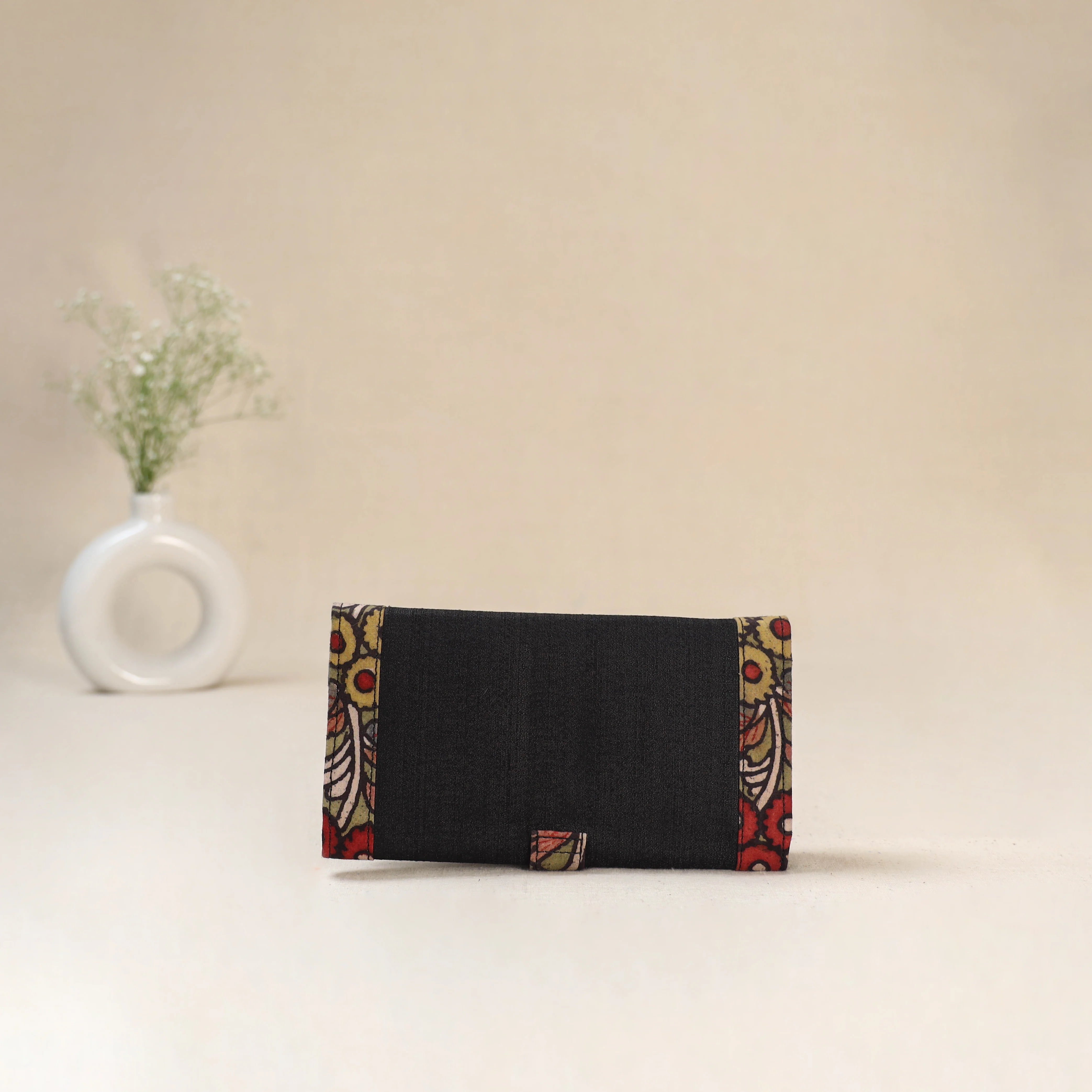 Black - Srikalahasti Kalamkari Handpainted Clutch / Wallet 83 - Image 3