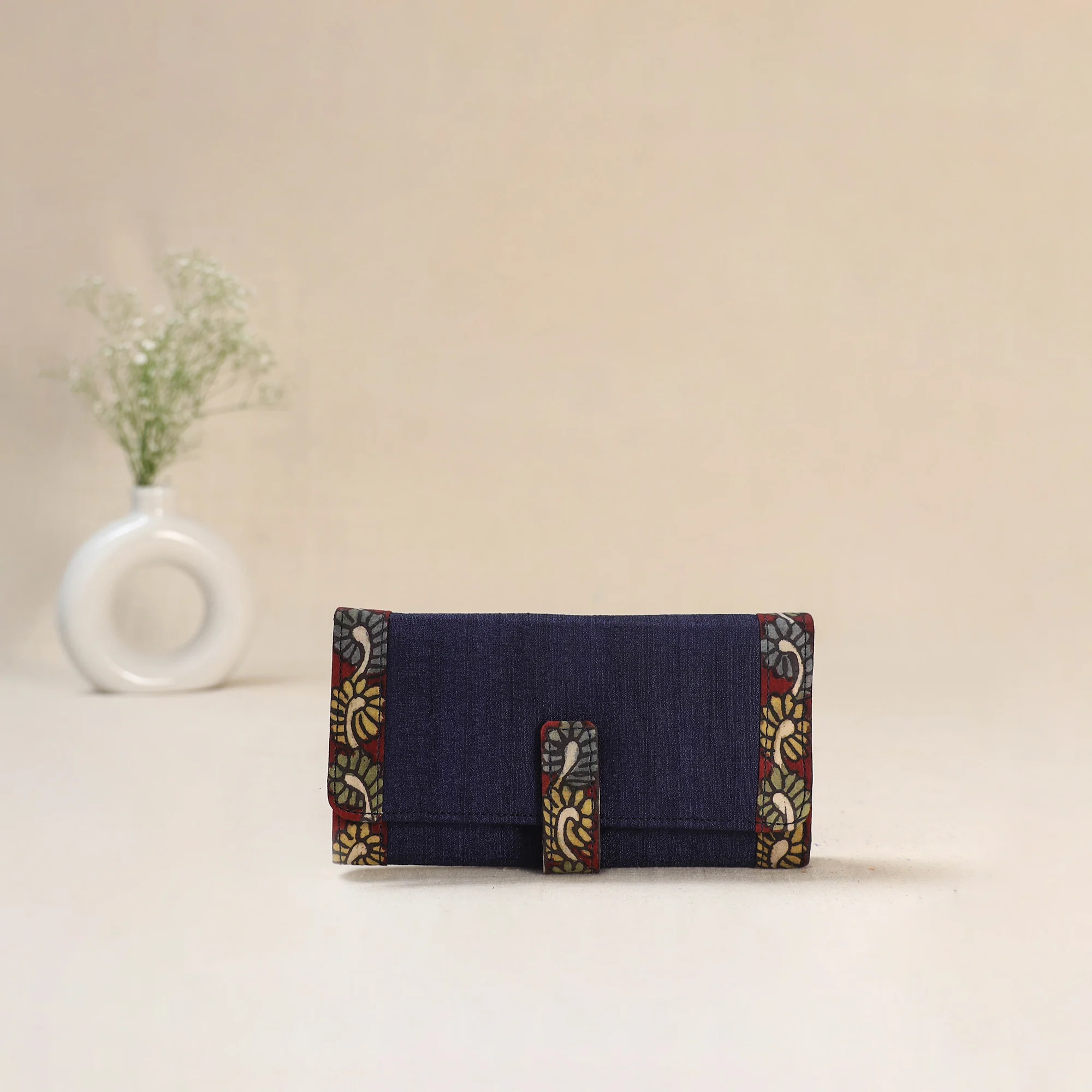 Blue - Srikalahasti Kalamkari Handpainted Clutch / Wallet 84