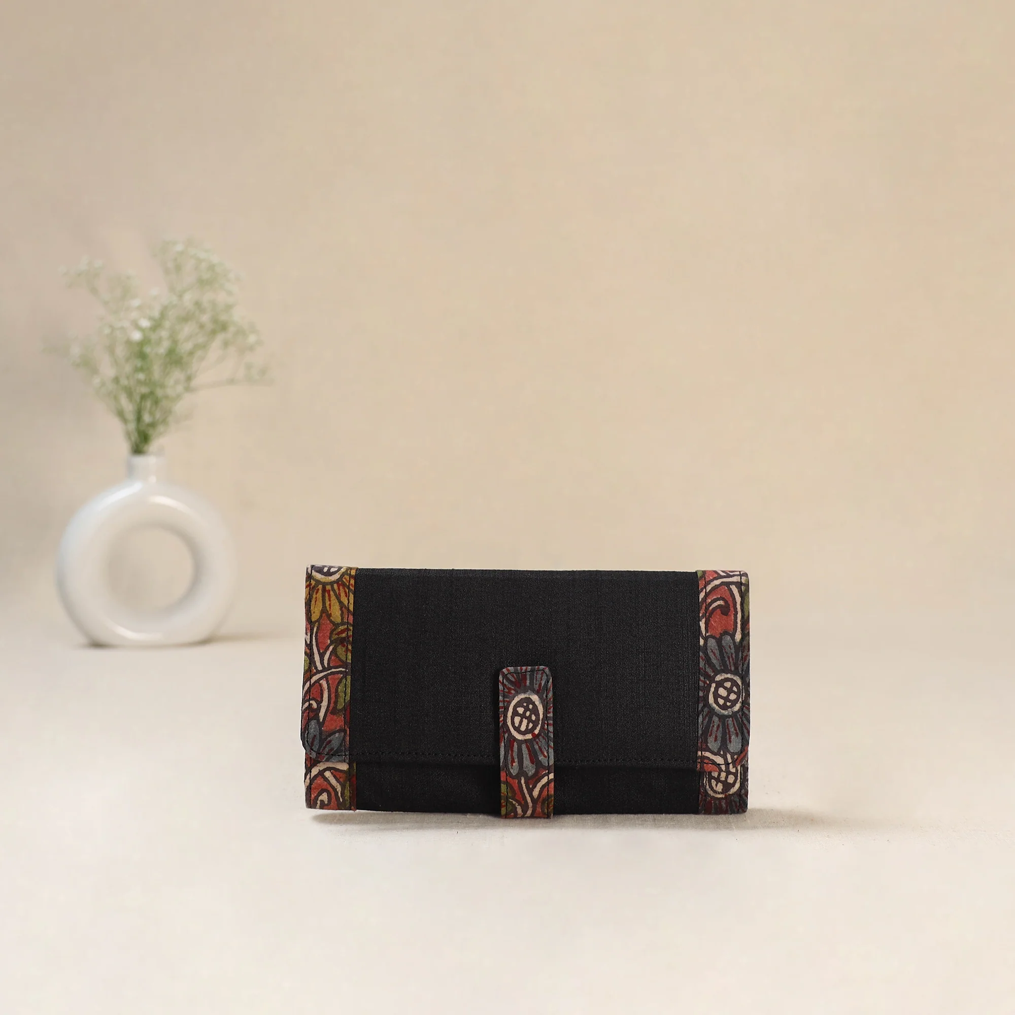 Black - Srikalahasti Kalamkari Handpainted Clutch / Wallet 86