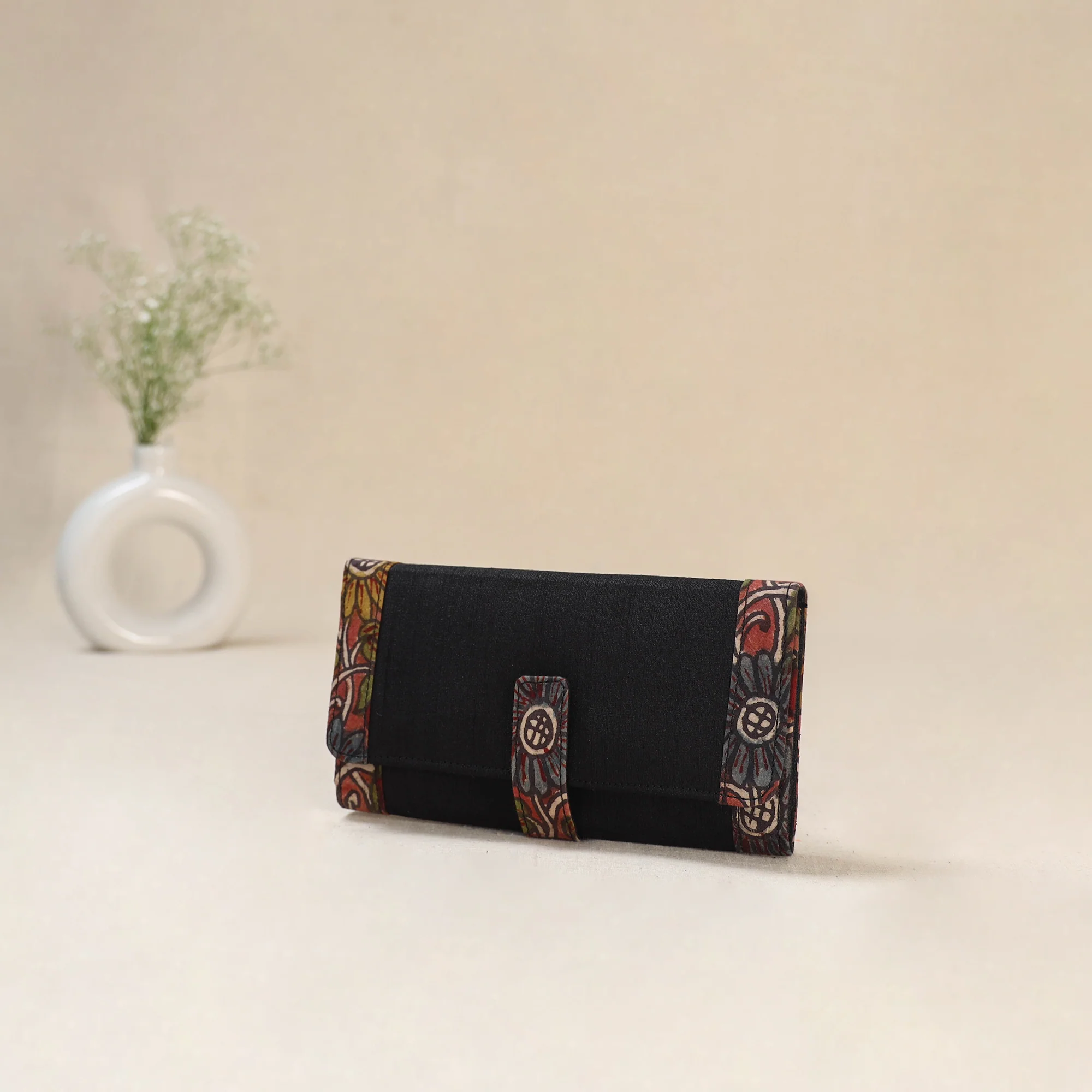 Black - Srikalahasti Kalamkari Handpainted Clutch / Wallet 86 - Image 2