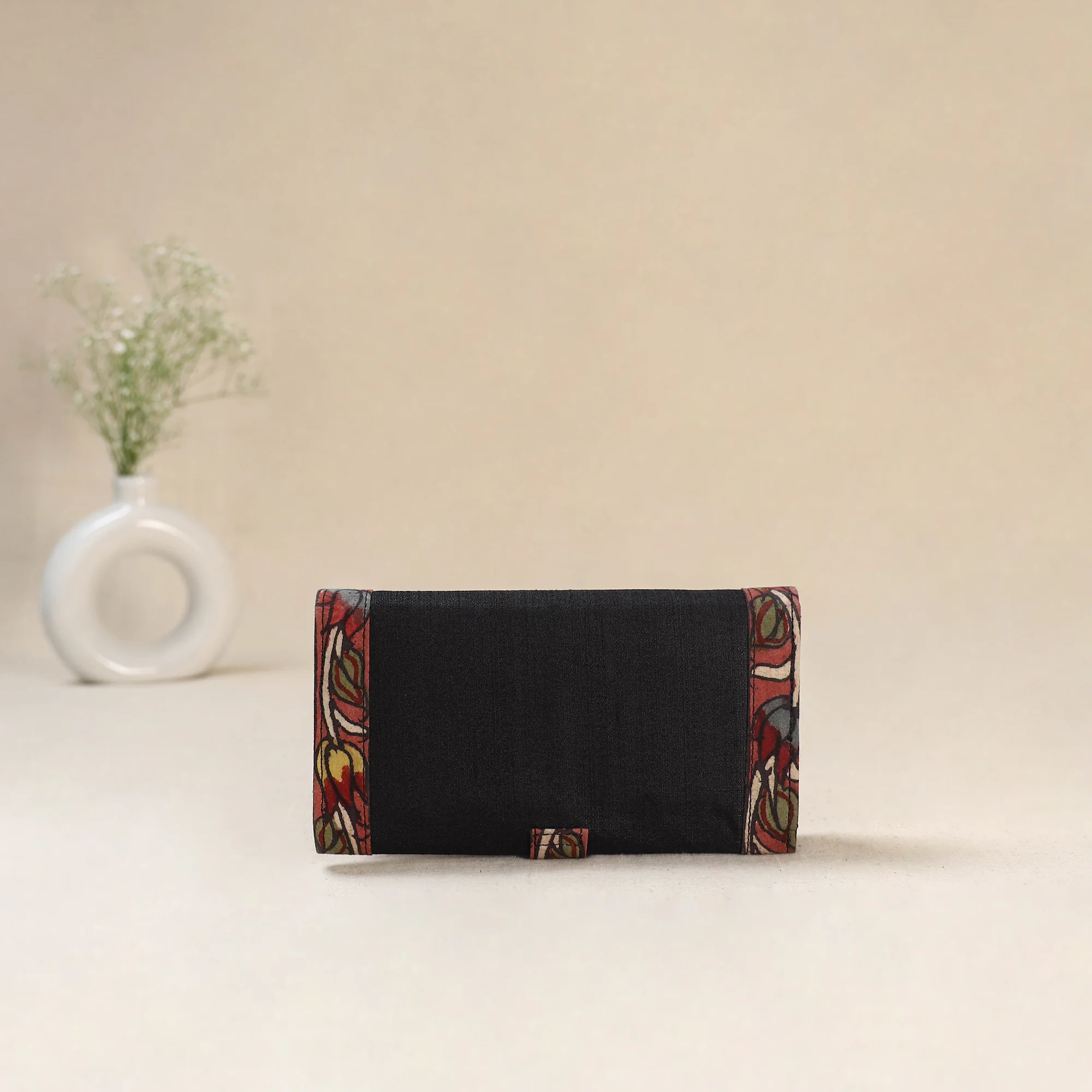 Black - Srikalahasti Kalamkari Handpainted Clutch / Wallet 87 - Image 3