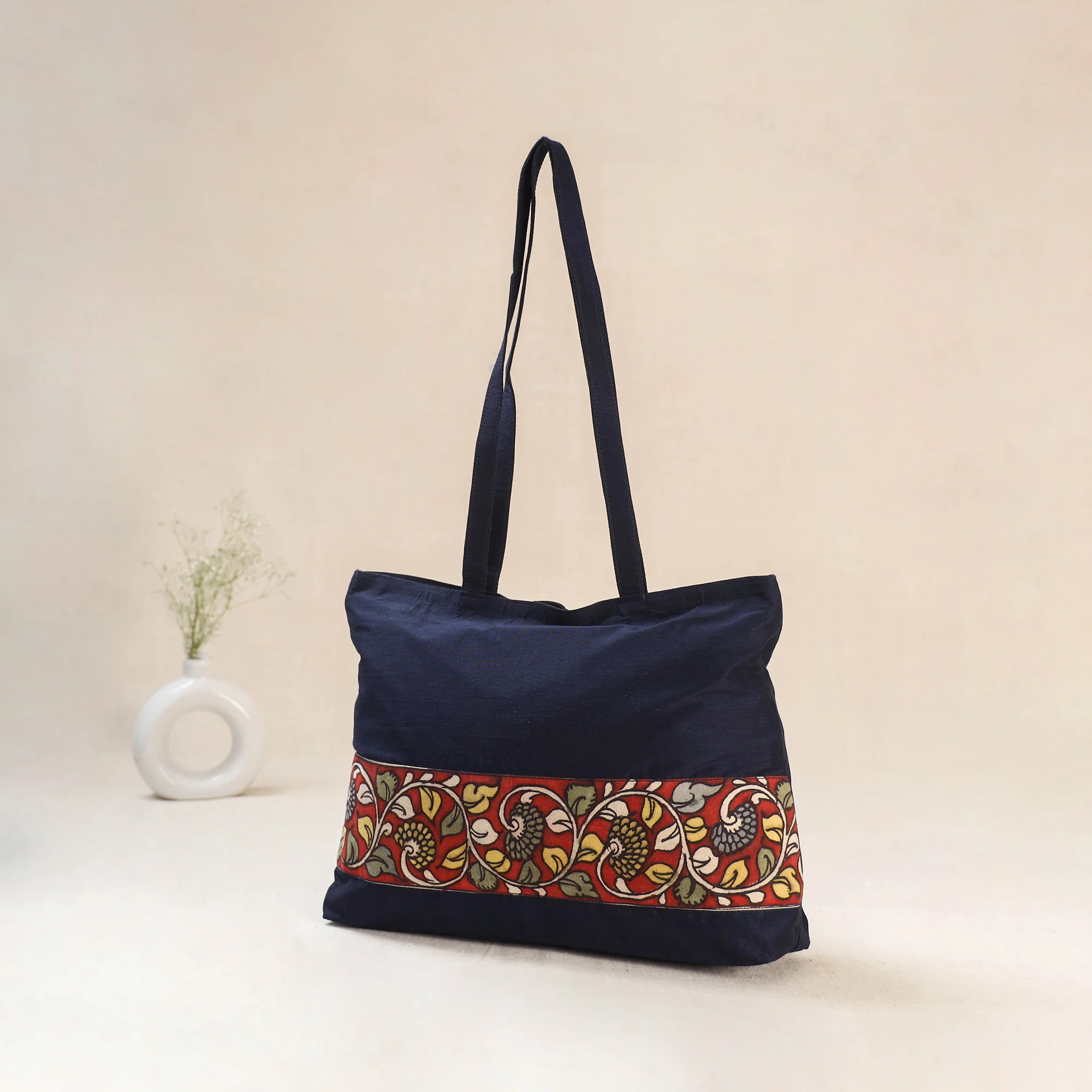 Blue - Srikalahasti Kalamkari Handpainted Shoulder Bag 01 - Image 2