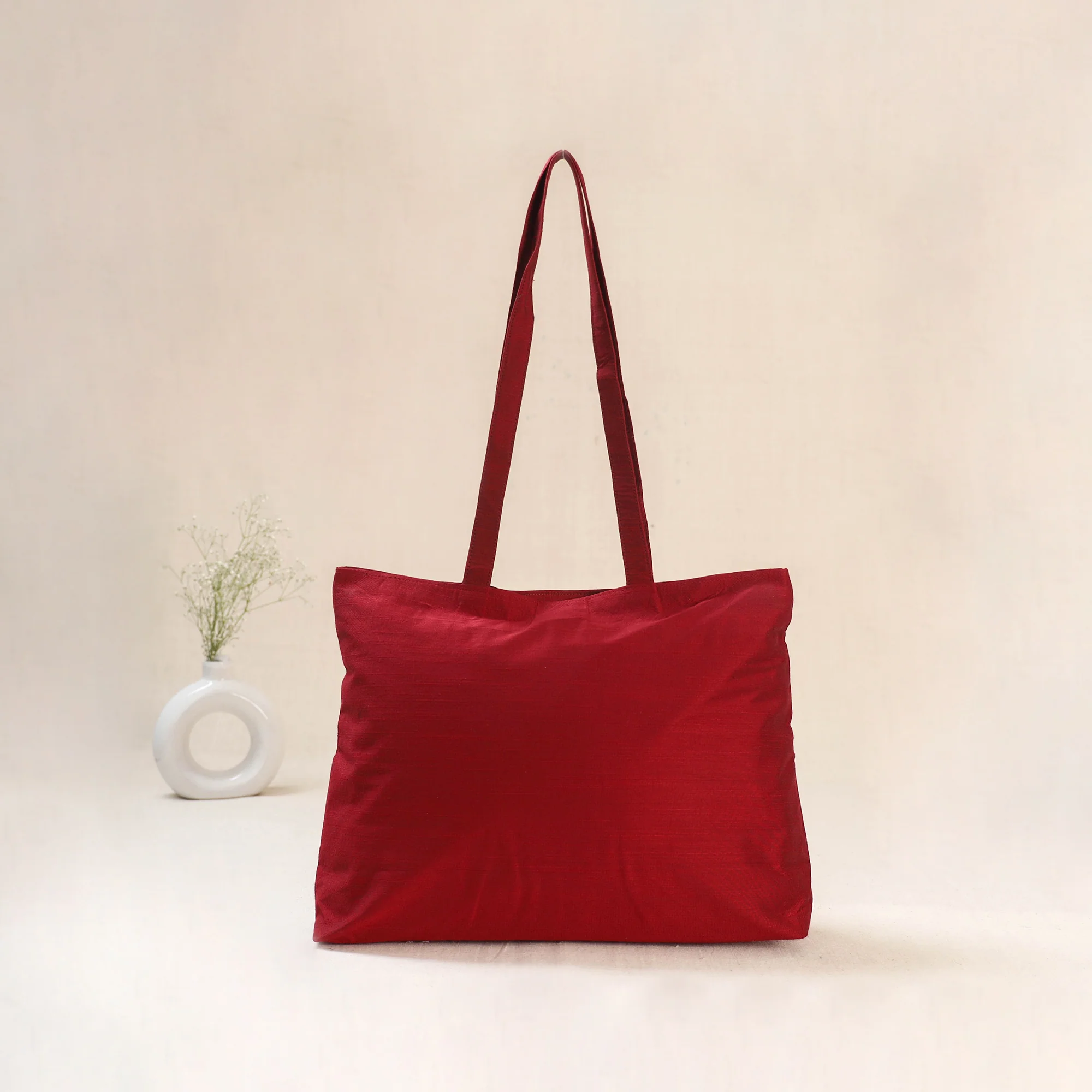 Red - Srikalahasti Kalamkari Handpainted Shoulder Bag 06 - Image 3