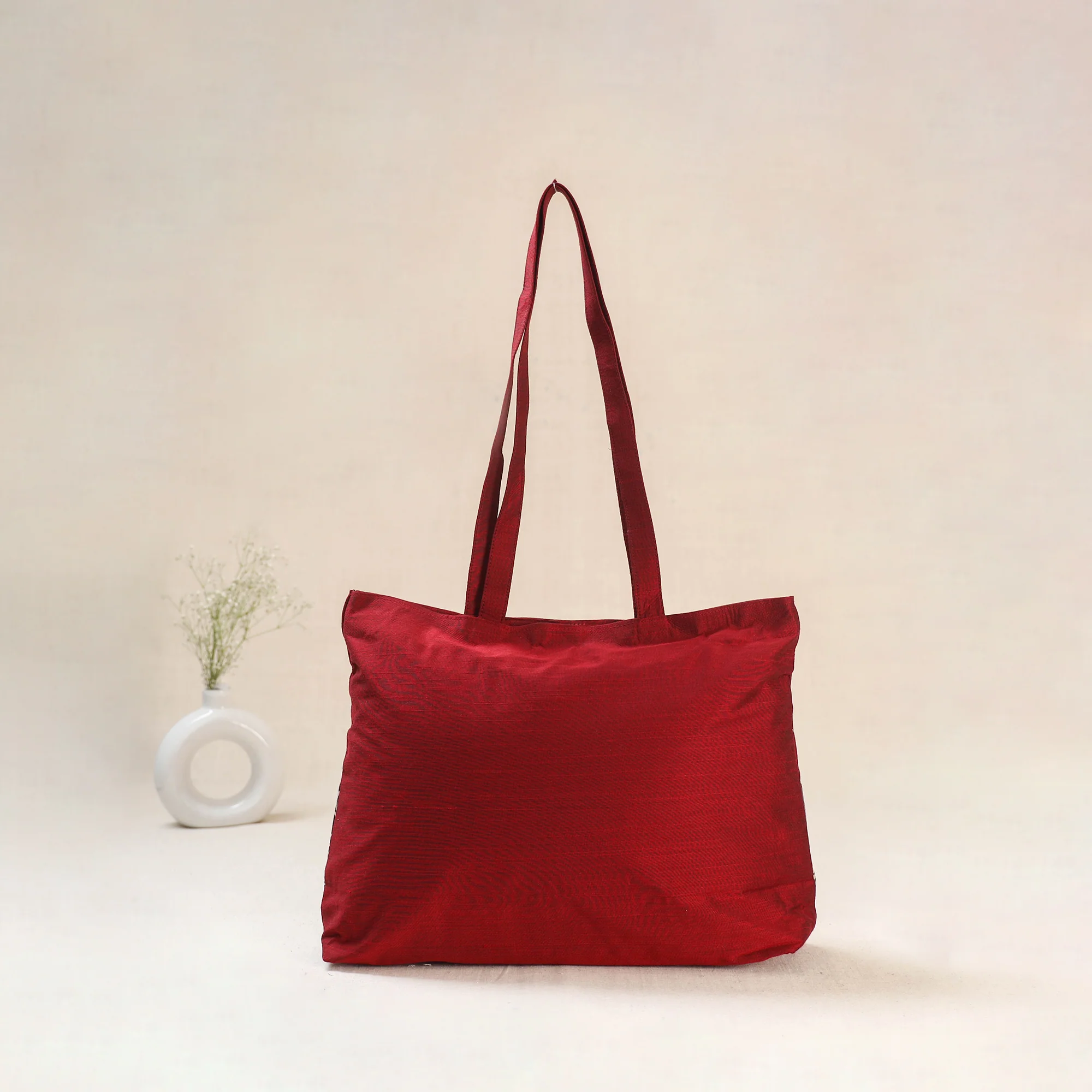Red - Srikalahasti Kalamkari Handpainted Shoulder Bag 11 - Image 3