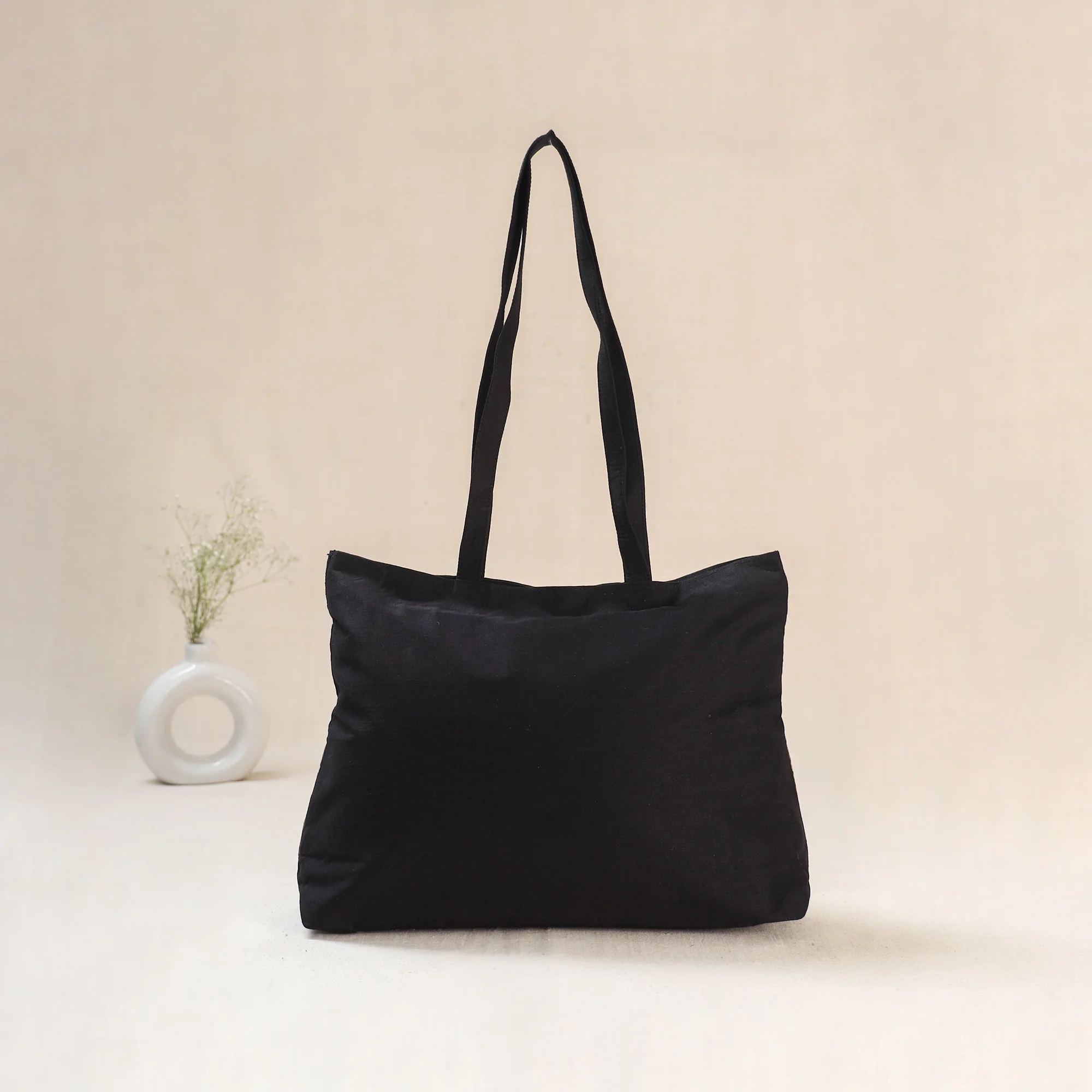 Black - Srikalahasti Kalamkari Handpainted Shoulder Bag 27 - Image 3