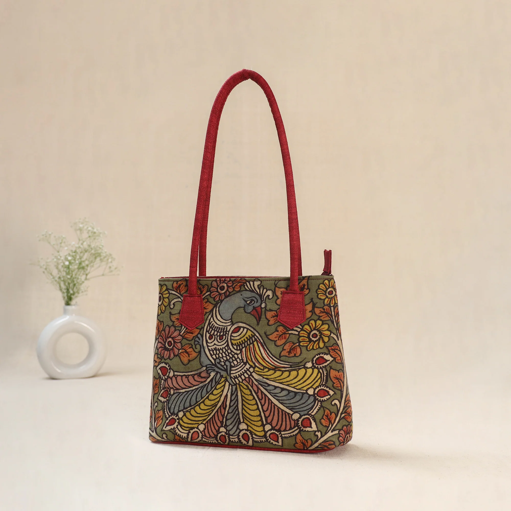 Multicolor - Srikalahasti Kalamkari Handpainted Shoulder Bag 46