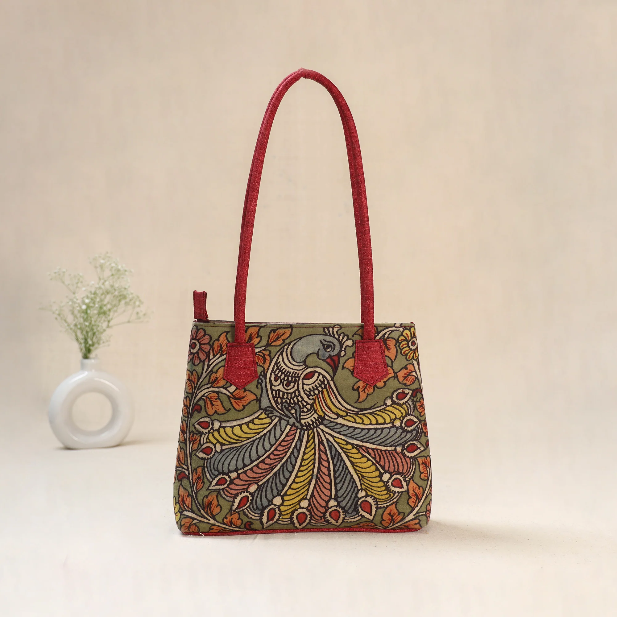 Multicolor - Srikalahasti Kalamkari Handpainted Shoulder Bag 46 - Image 2