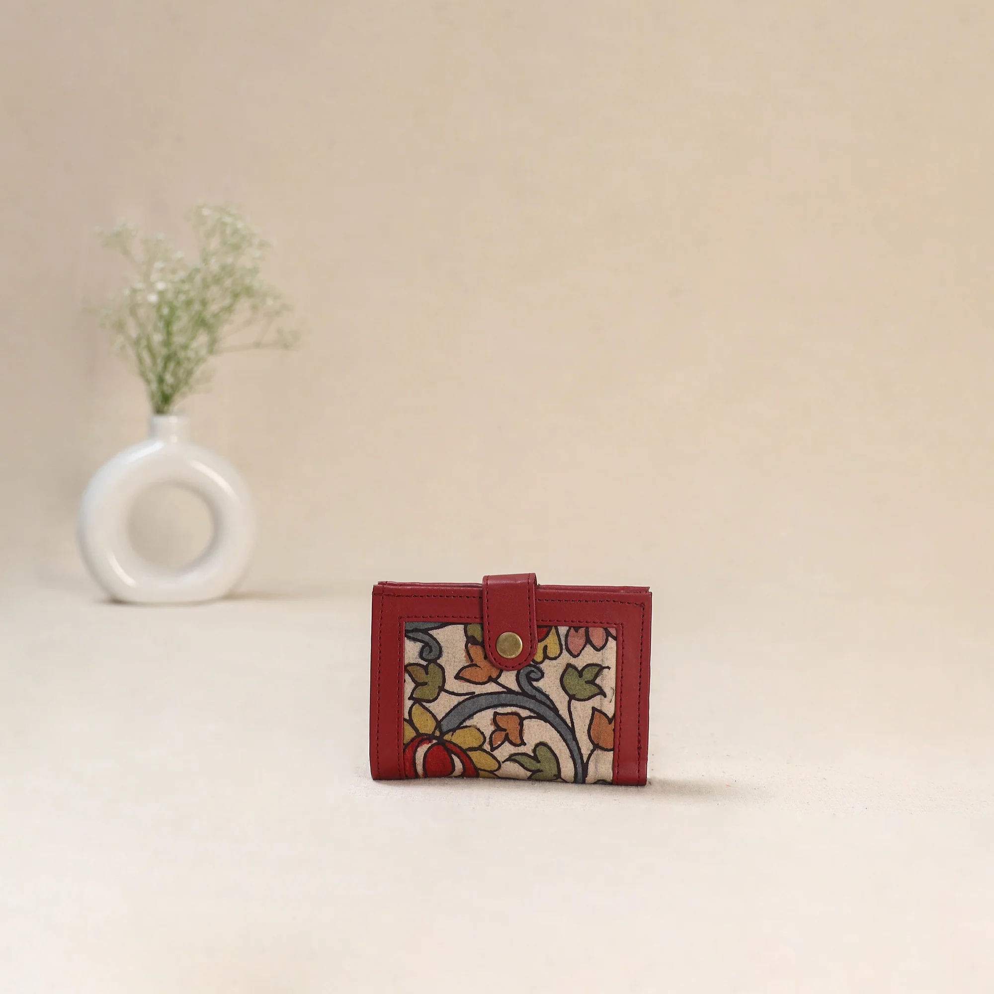 Beige - Srikalahasti Kalamkari Handpainted Wallet 103