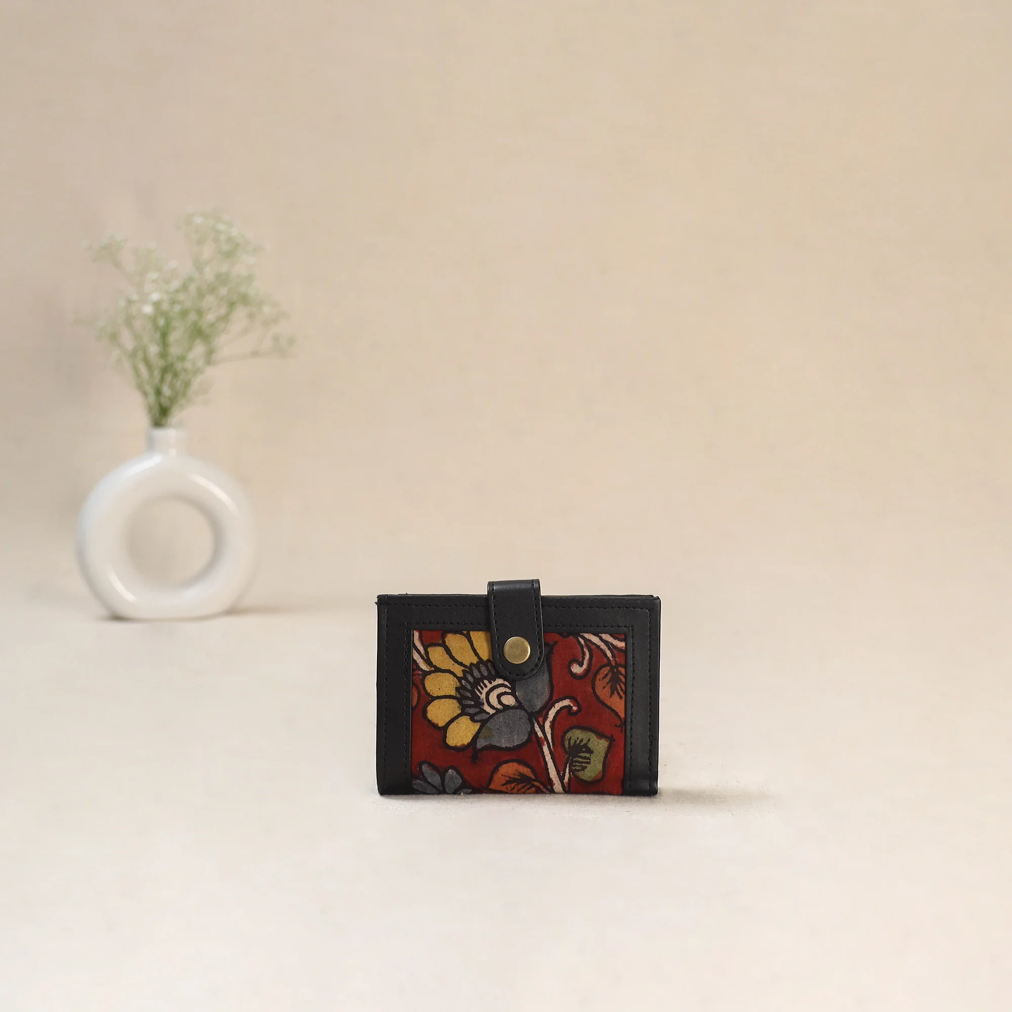 Red - Srikalahasti Kalamkari Handpainted Wallet 105
