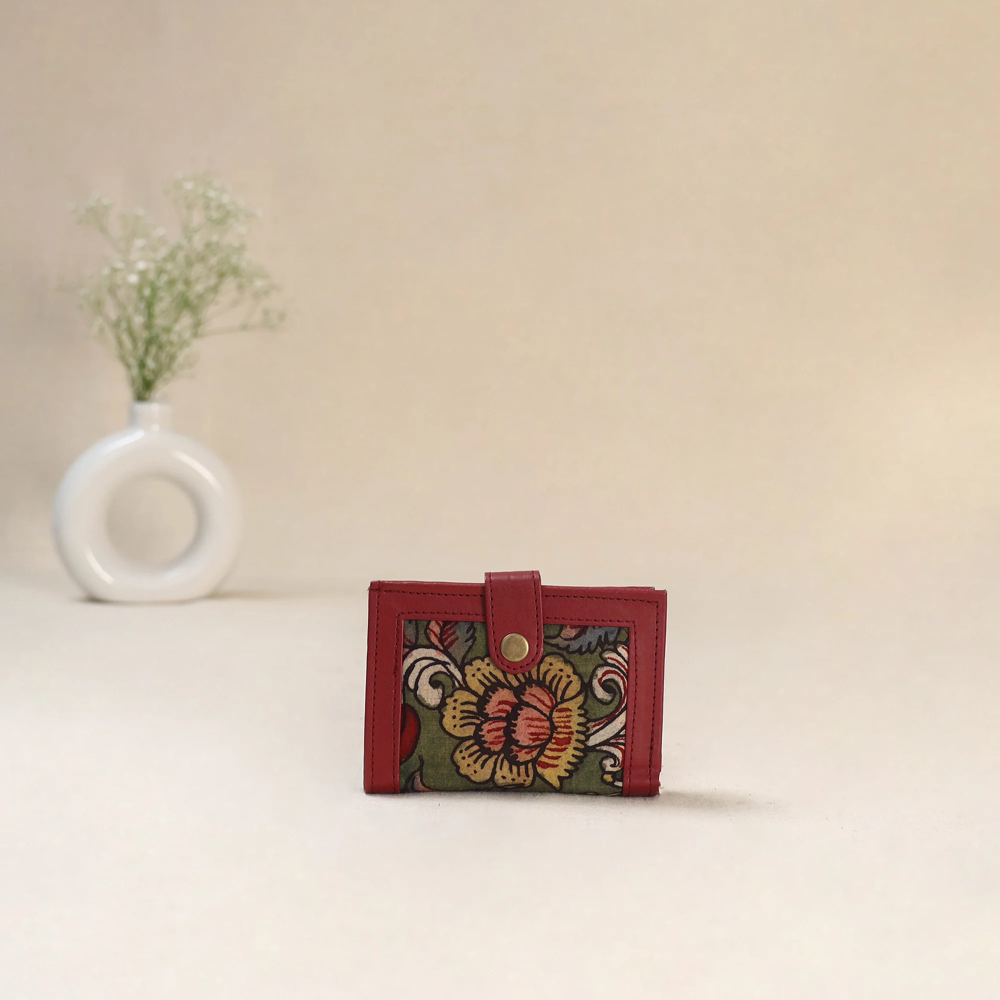 Green - Srikalahasti Kalamkari Handpainted Wallet 89