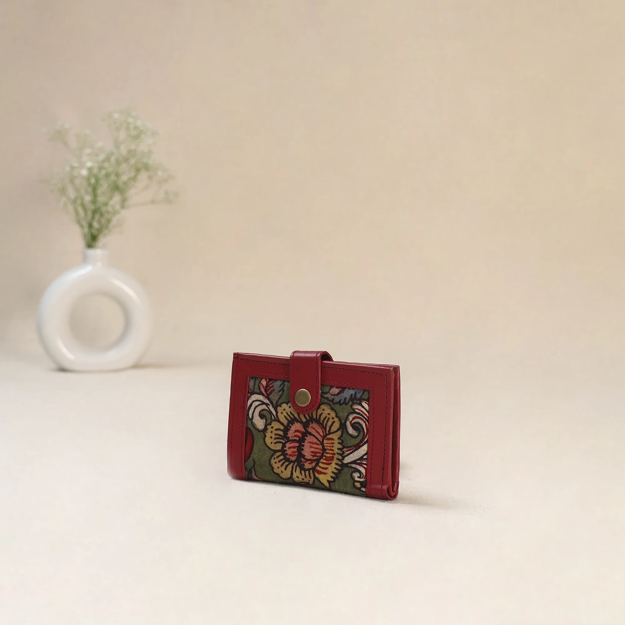 Green - Srikalahasti Kalamkari Handpainted Wallet 89 - Image 2