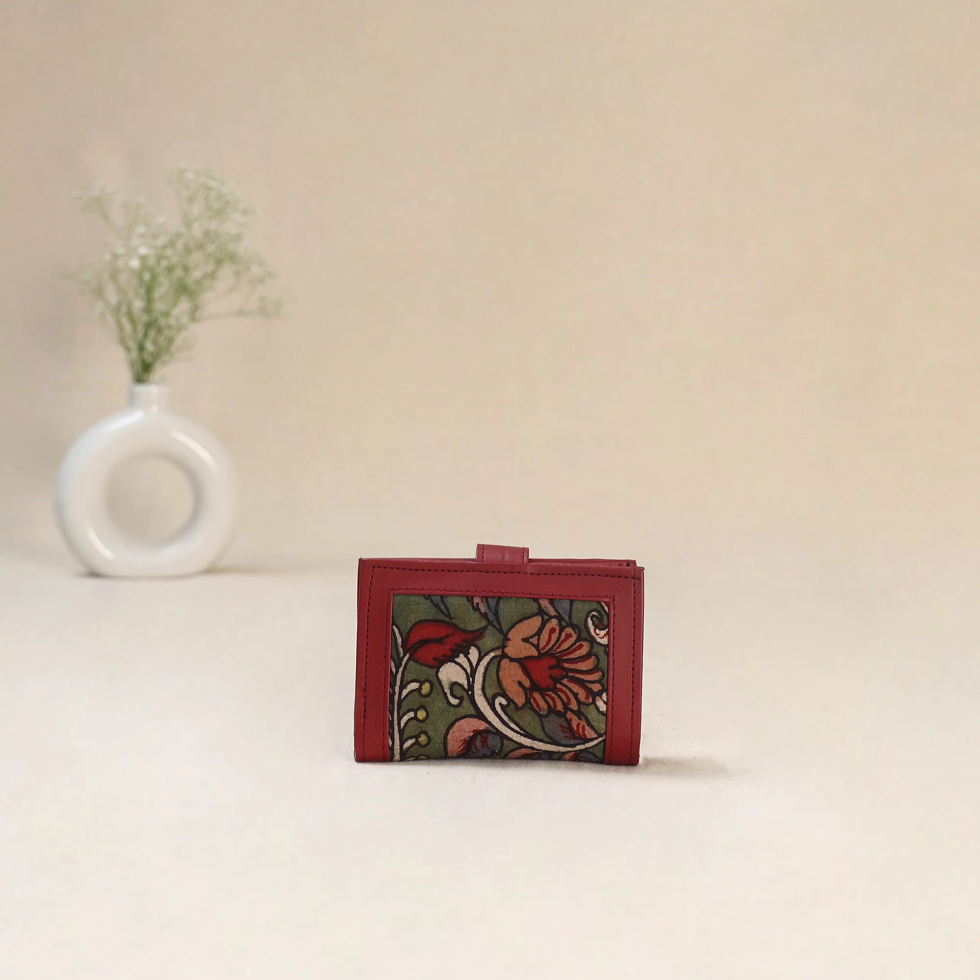 Green - Srikalahasti Kalamkari Handpainted Wallet 89 - Image 3