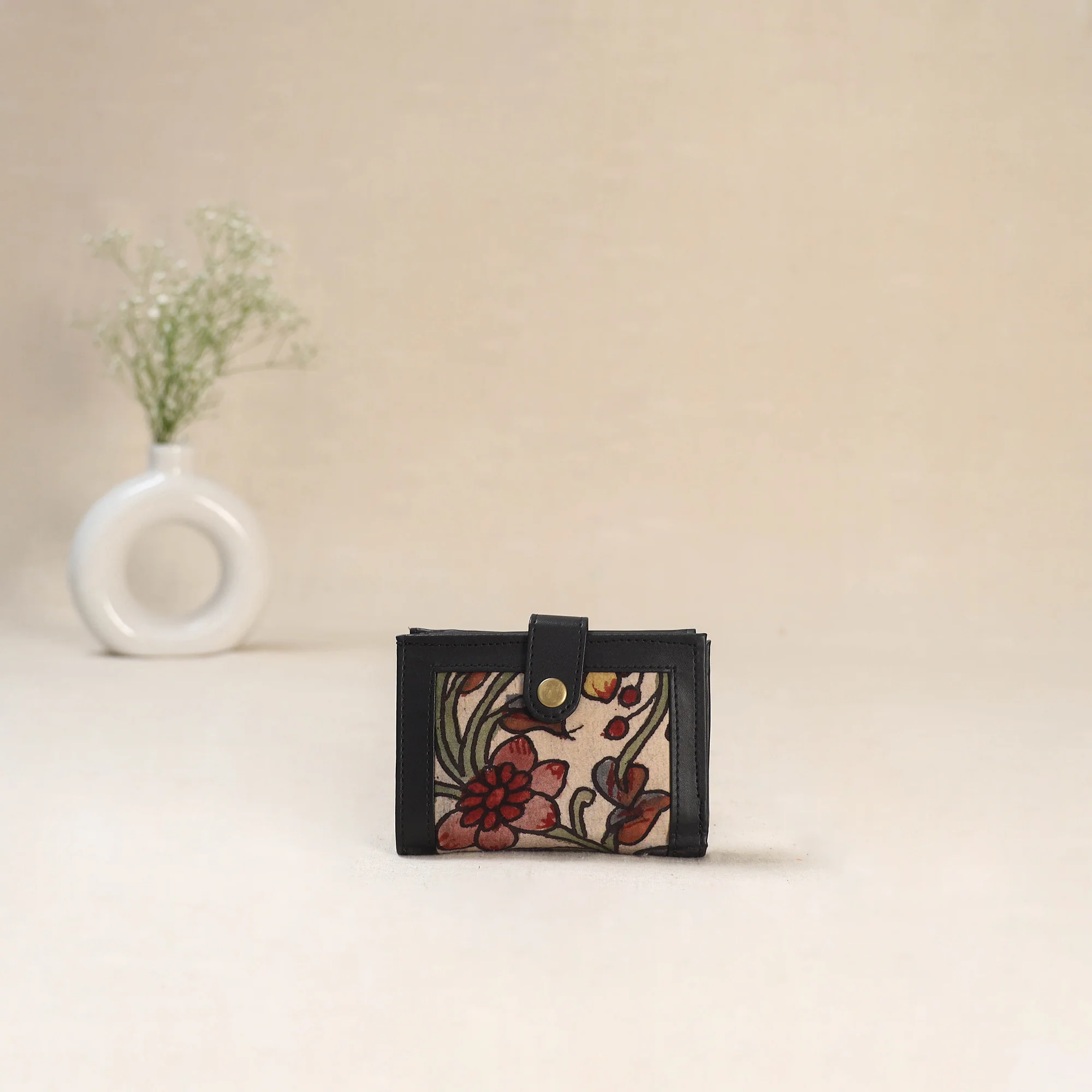 Beige - Srikalahasti Kalamkari Handpainted Wallet 90