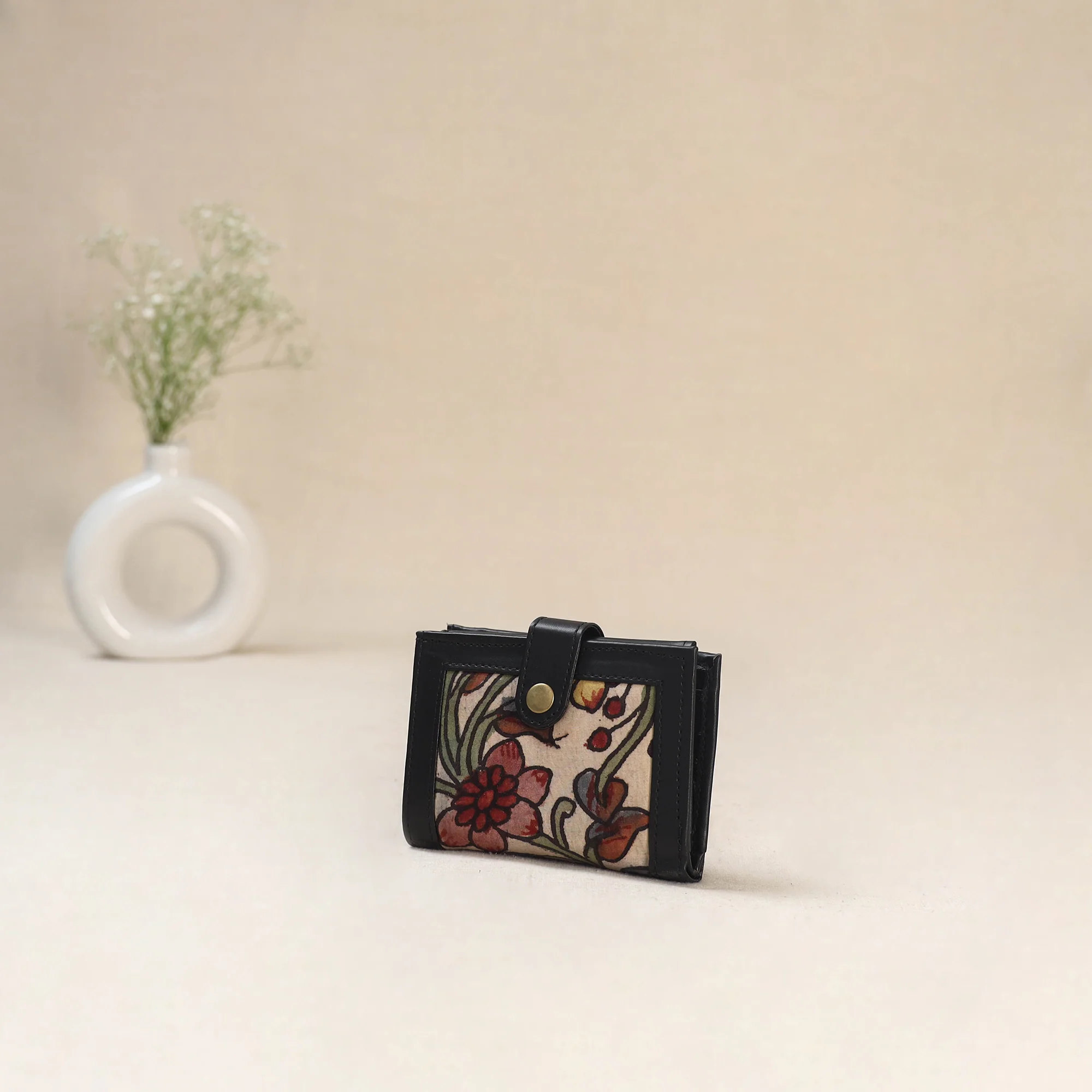 Beige - Srikalahasti Kalamkari Handpainted Wallet 90 - Image 2