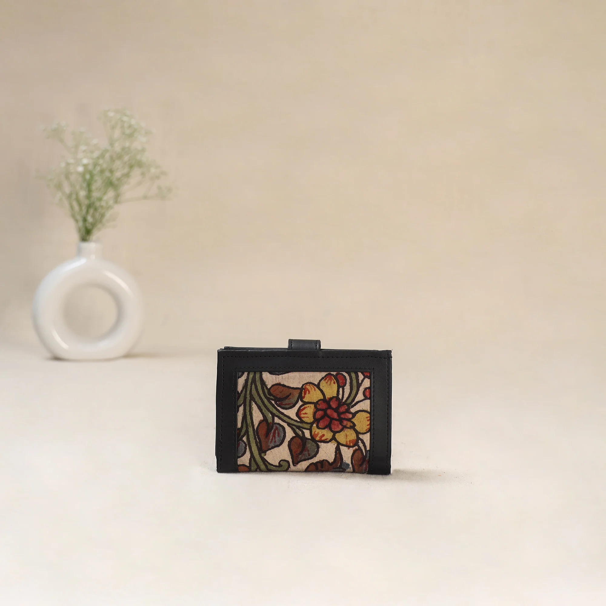 Beige - Srikalahasti Kalamkari Handpainted Wallet 90 - Image 3