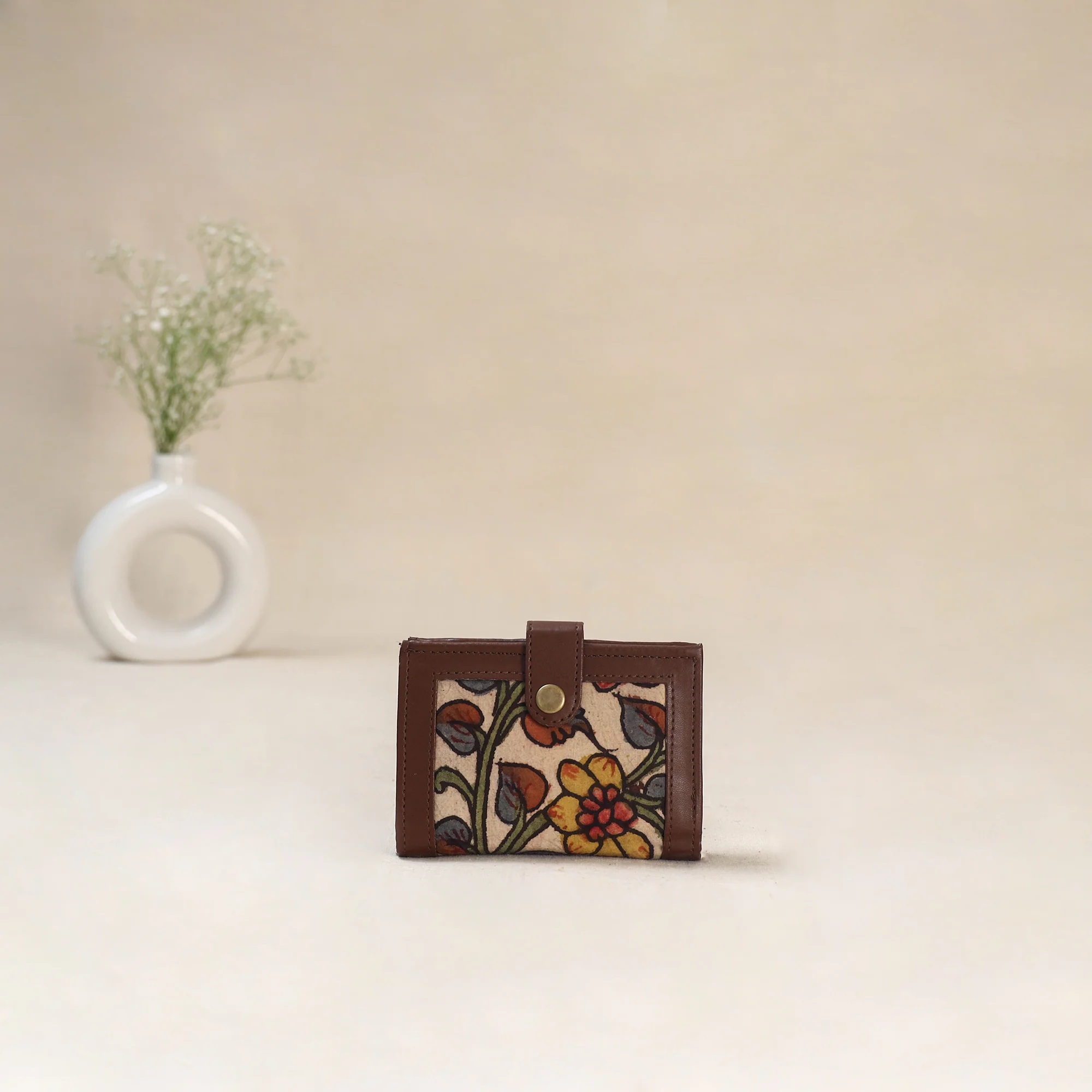 Beige - Srikalahasti Kalamkari Handpainted Wallet 93