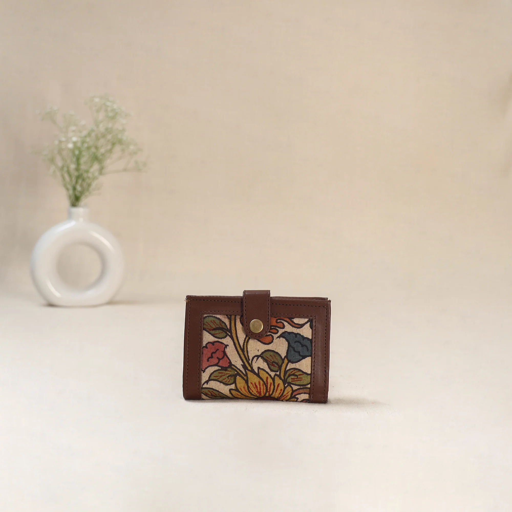 Beige - Srikalahasti Kalamkari Handpainted Wallet 99
