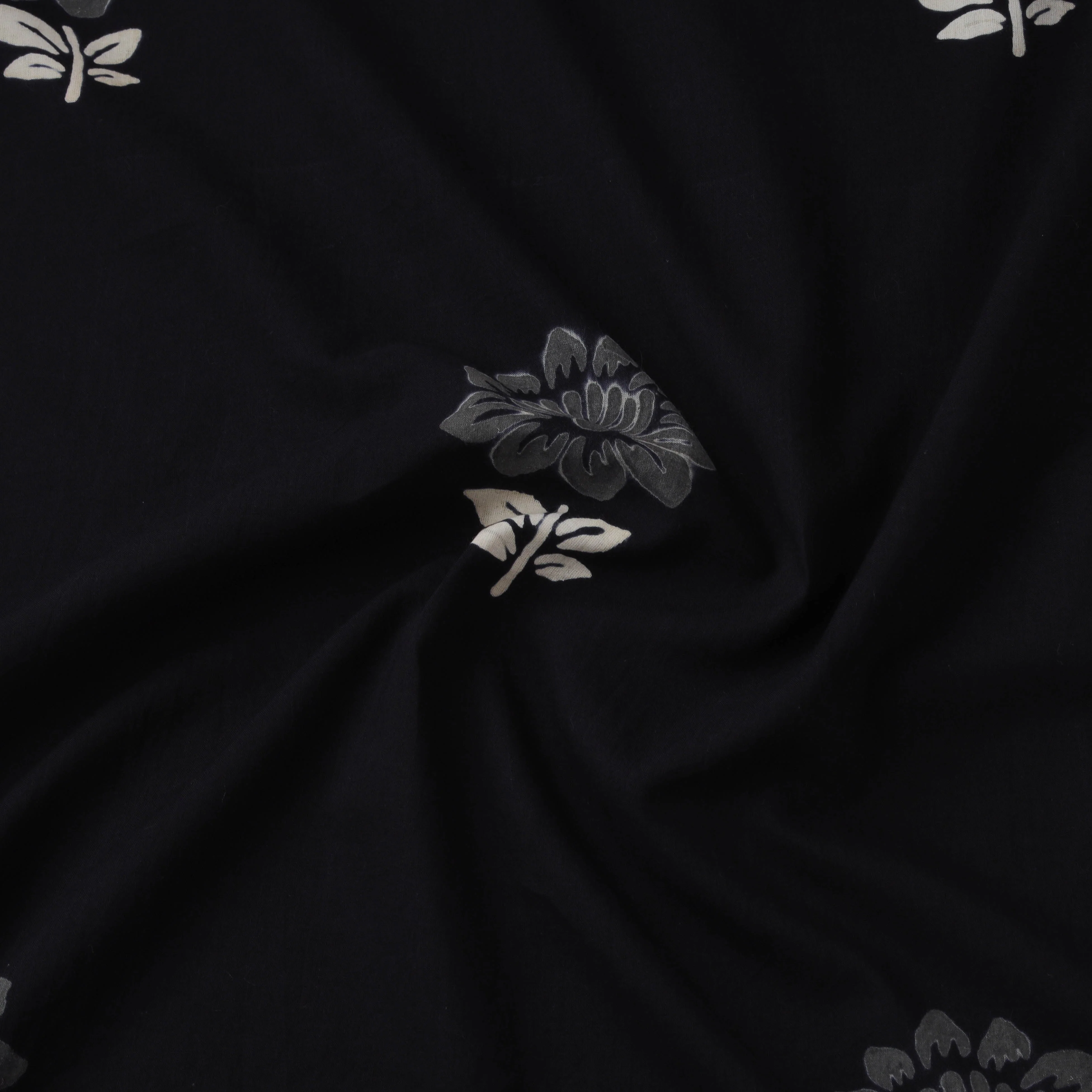 Black - Syahi Begar Cotton Hand Block Bagru Print Fabric 09 - Image 3
