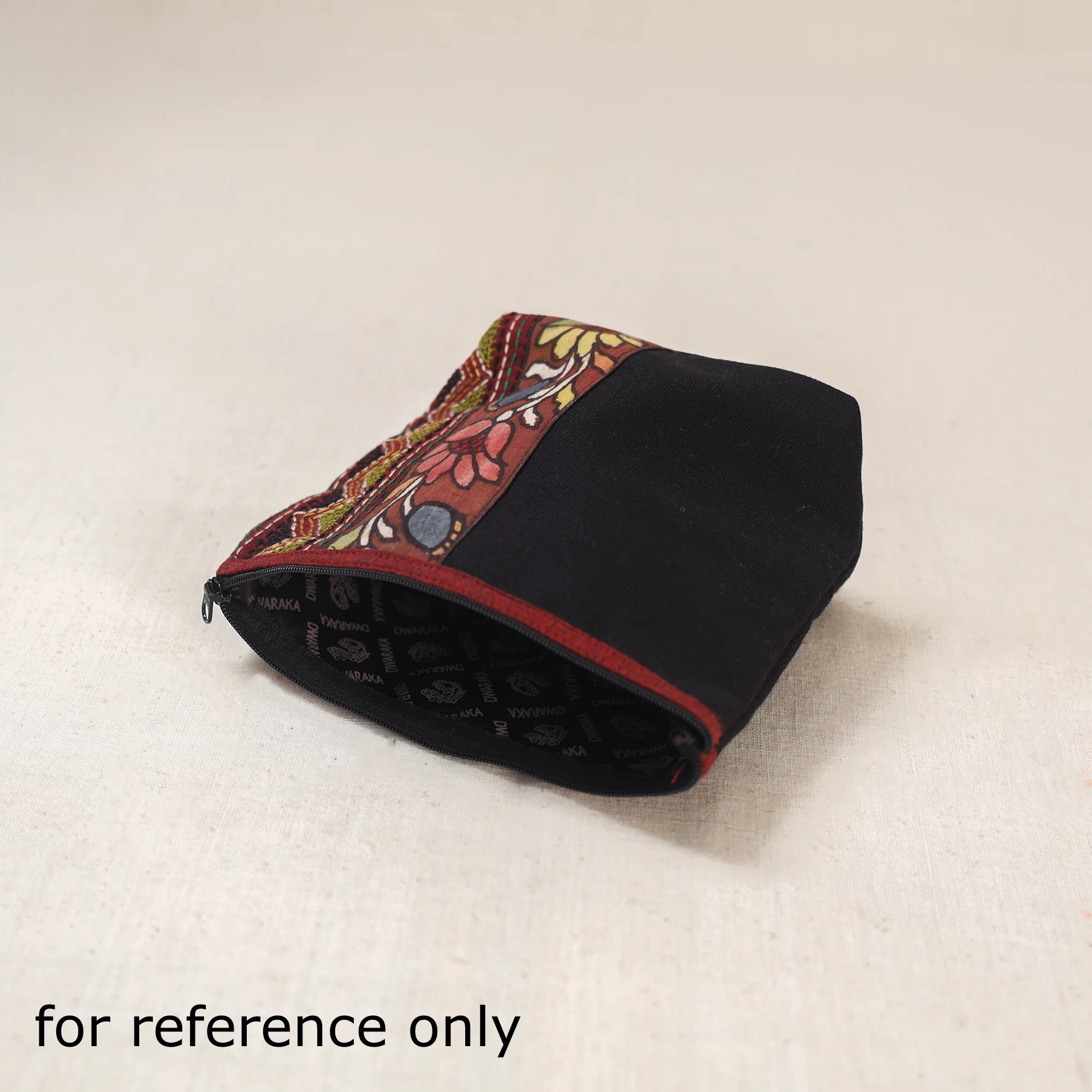 Red - Tagai Work Srikalahasti Kalamkari Handpainted Small Utility Pouch 128 - Image 4