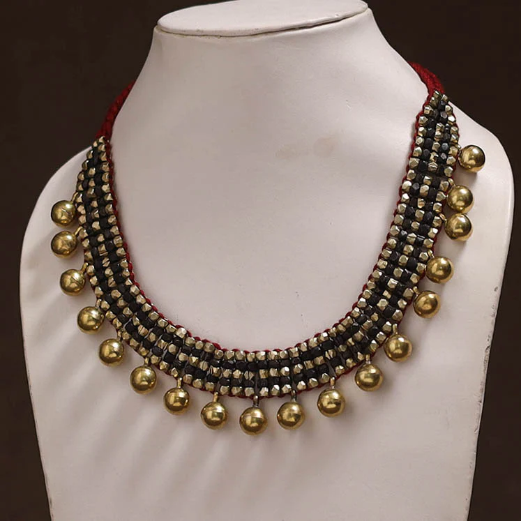 Tribal Odisha Dokra Threadwork Handmade Choker Necklace 22 - Image 2