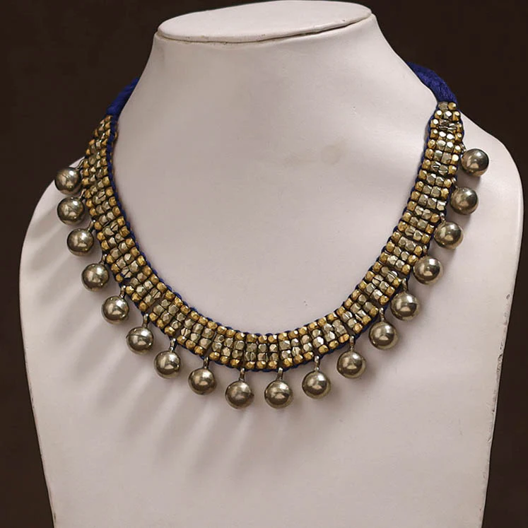 Tribal Odisha Dokra Threadwork Handmade Choker Necklace 23 - Image 2
