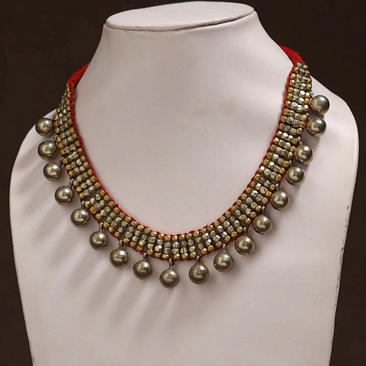 Tribal Odisha Dokra Threadwork Handmade Choker Necklace 26 - Image 2