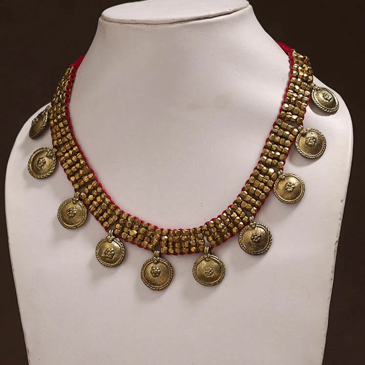 Tribal Odisha Dokra Threadwork Handmade Choker Necklace 27 - Image 2