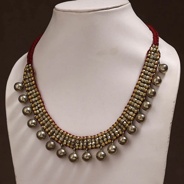 Tribal Odisha Dokra Threadwork Handmade Choker Necklace 34 - Image 2