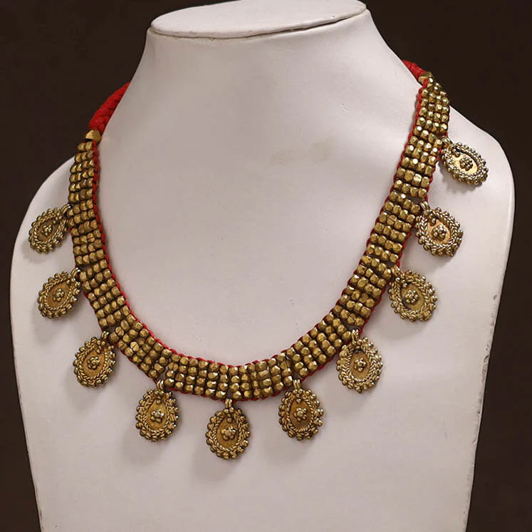 Tribal Odisha Dokra Threadwork Handmade Choker Necklace 37 - Image 2
